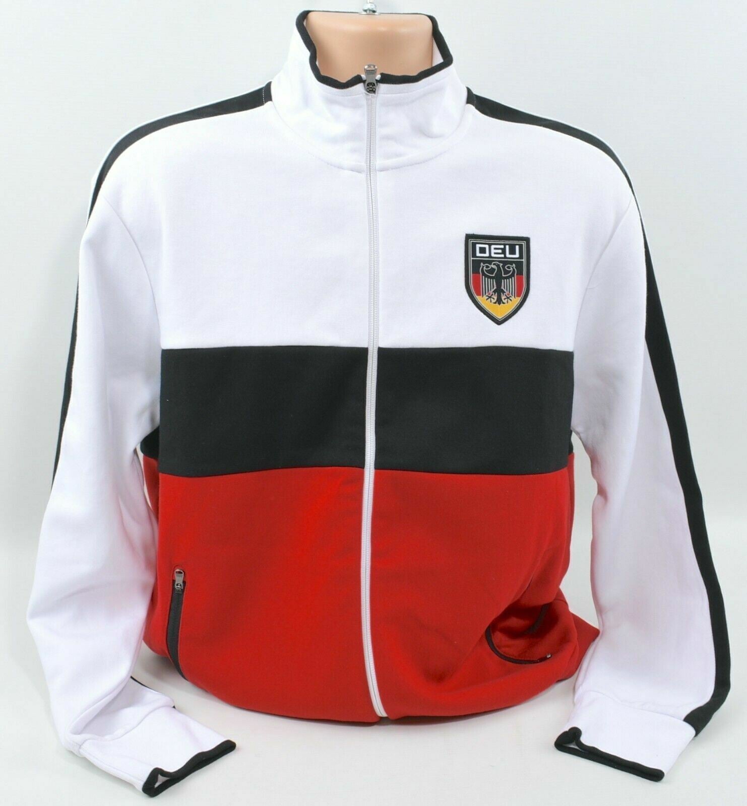 POLO RALPH LAUREN Men's Germany Zip Track Jacket, White/Multi, size M