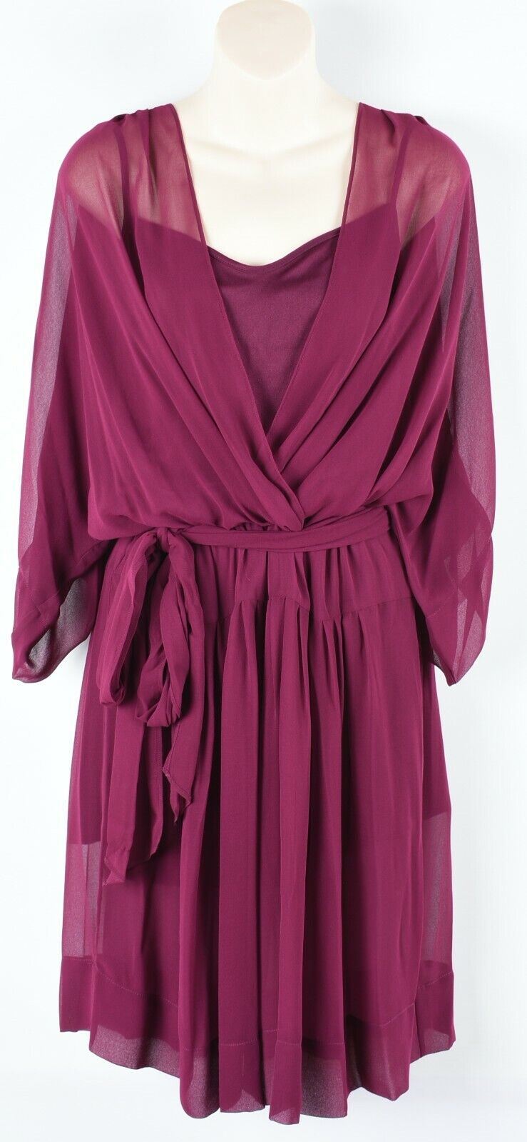 LAUREN RALPH LAUREN Women's AVALA Chiffon Dress, Ruby Red, size UK 12