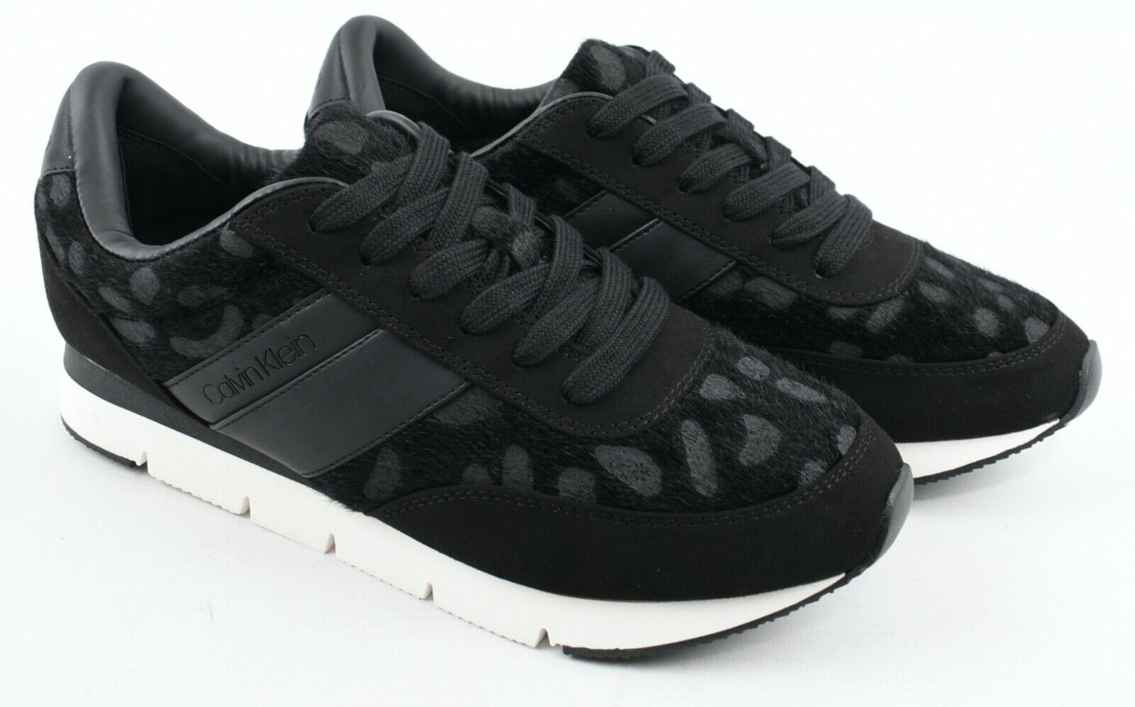 CALVIN KLEIN Women's TEA Hairy Animal Pattern Trainers, Black, size UK 6