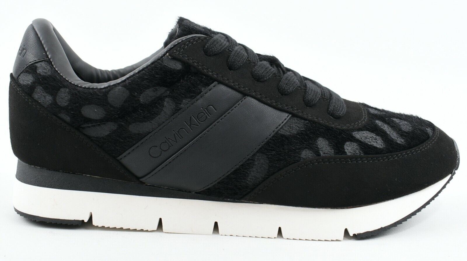 CALVIN KLEIN Women's TEA Hairy Animal Pattern Trainers, Black, size UK 6