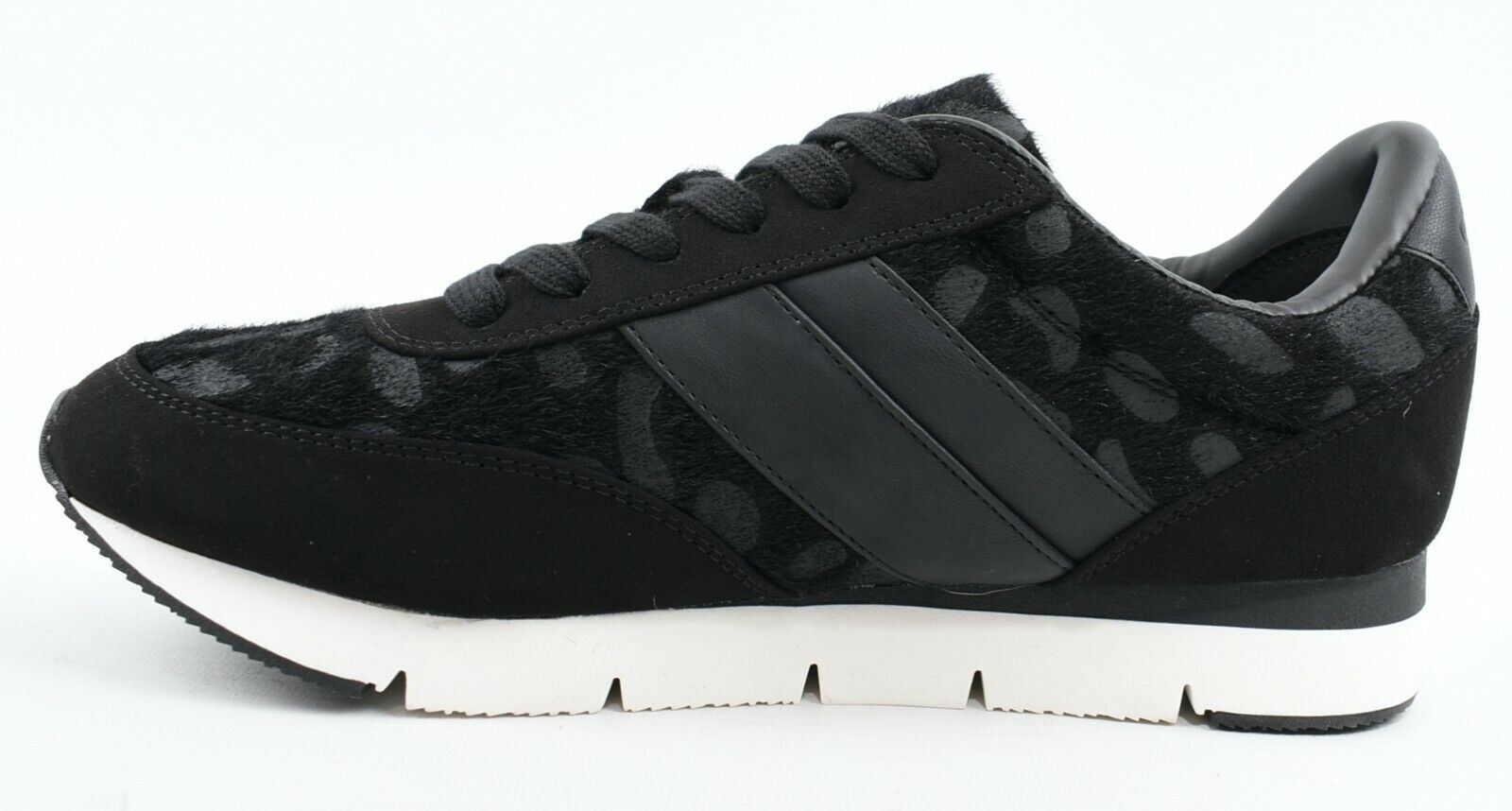CALVIN KLEIN Women's TEA Hairy Animal Pattern Trainers, Black, size UK 6
