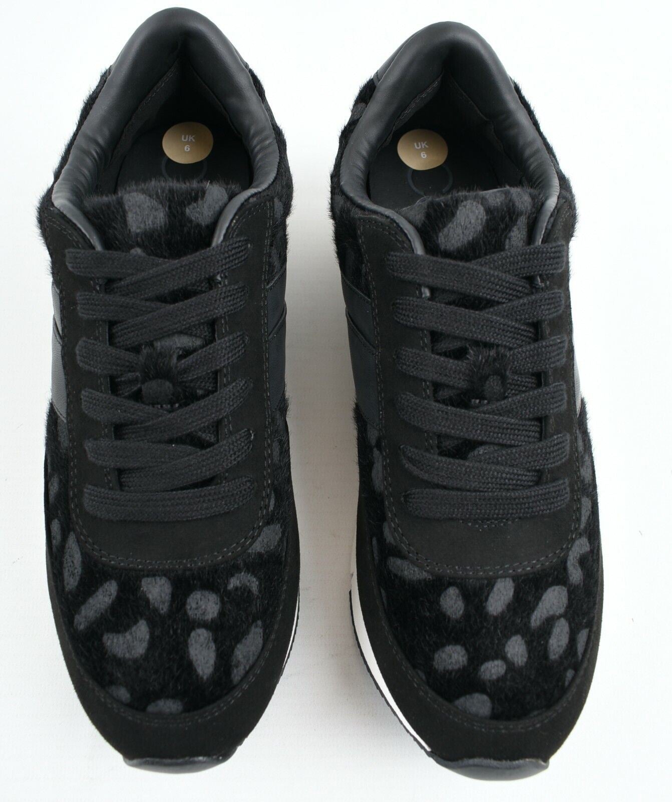 CALVIN KLEIN Women's TEA Hairy Animal Pattern Trainers, Black, size UK 6