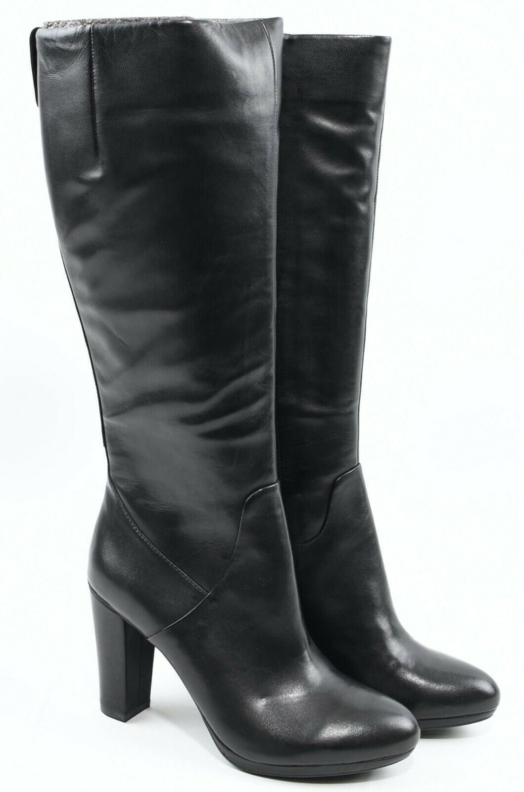 GEOX Women's KALI B Genuine Leather High Boots, Black, size UK 7.5 EU 41
