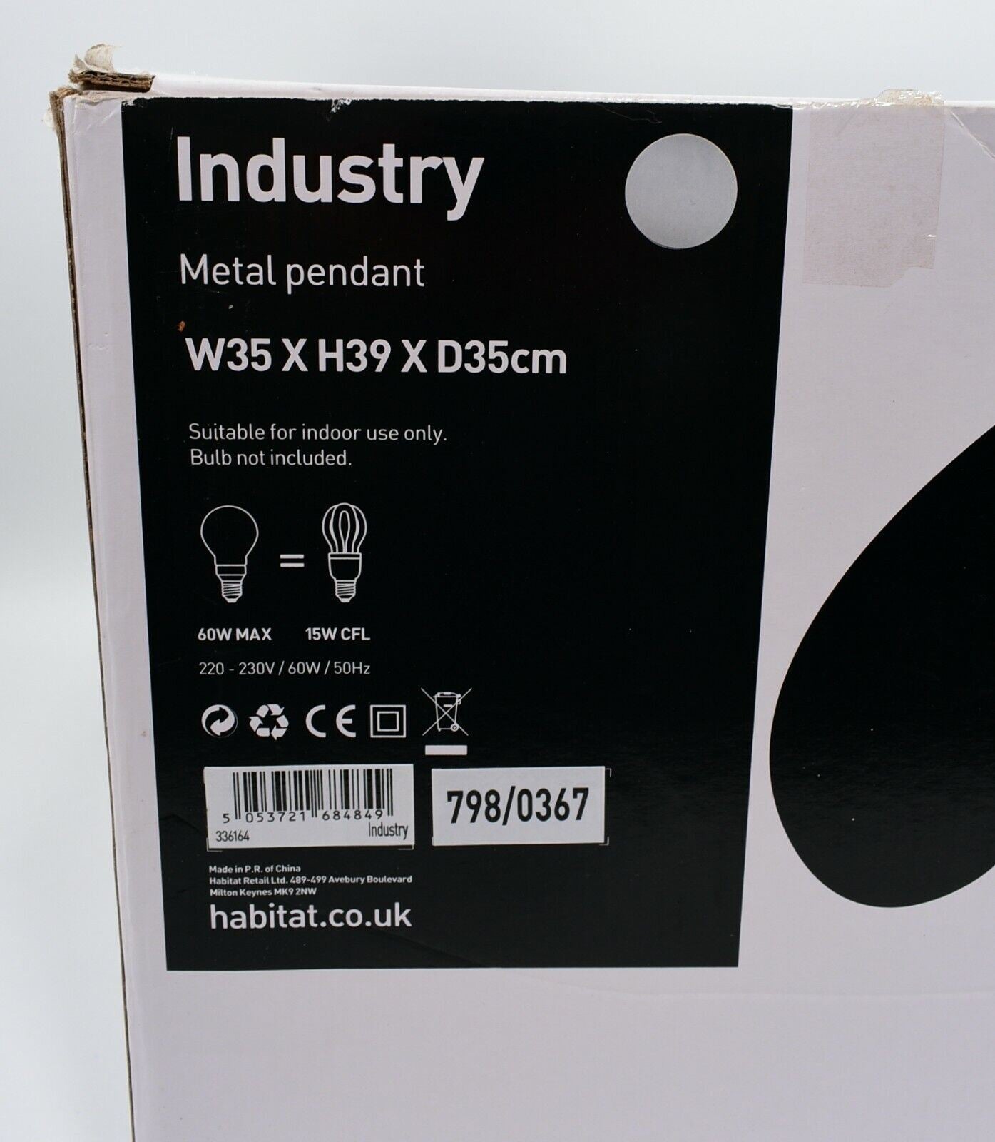 HABITAT - INDUSTRY Metal Ceiling Pendant Light, White