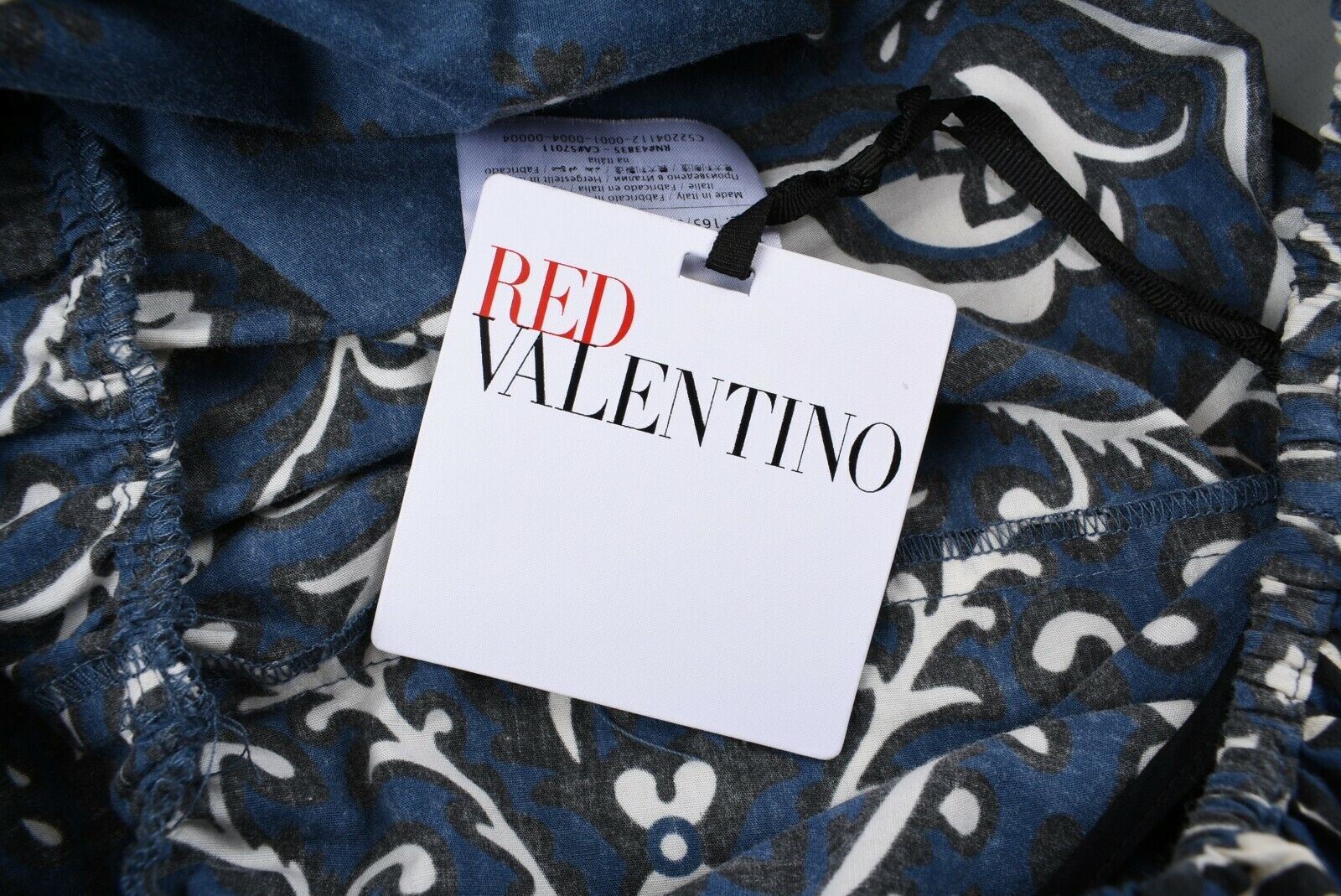 RED VALENTINO Women's Summer Off The Shoulder Cotton Dress, Blue, UK 8 / IT 40