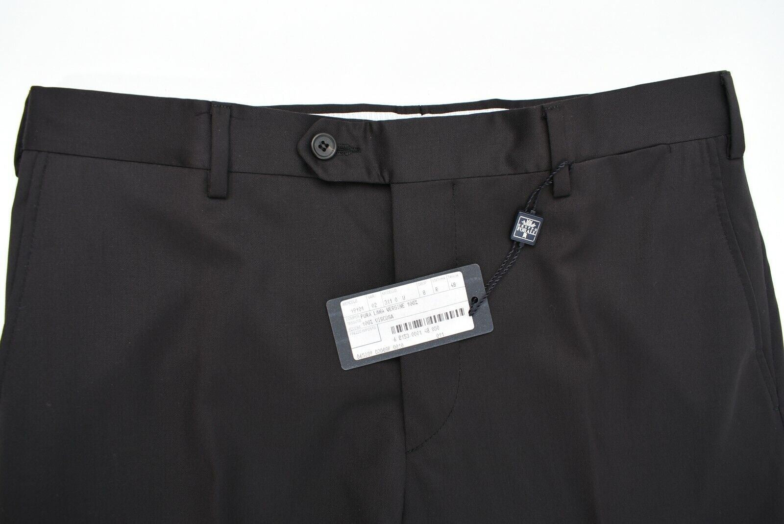 PAL ZILERI Men's Black Trousers, 100% Wool, Made in Italy, size W32