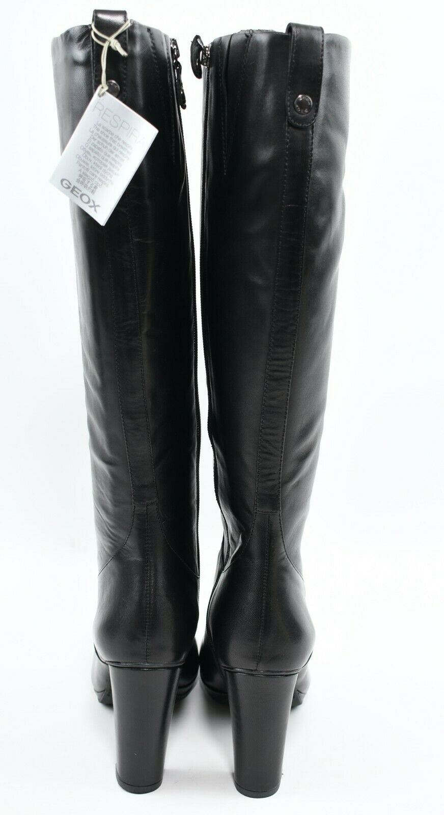 GEOX Women's KALI B Genuine Leather High Boots, Black, size UK 7.5 *small scuff*