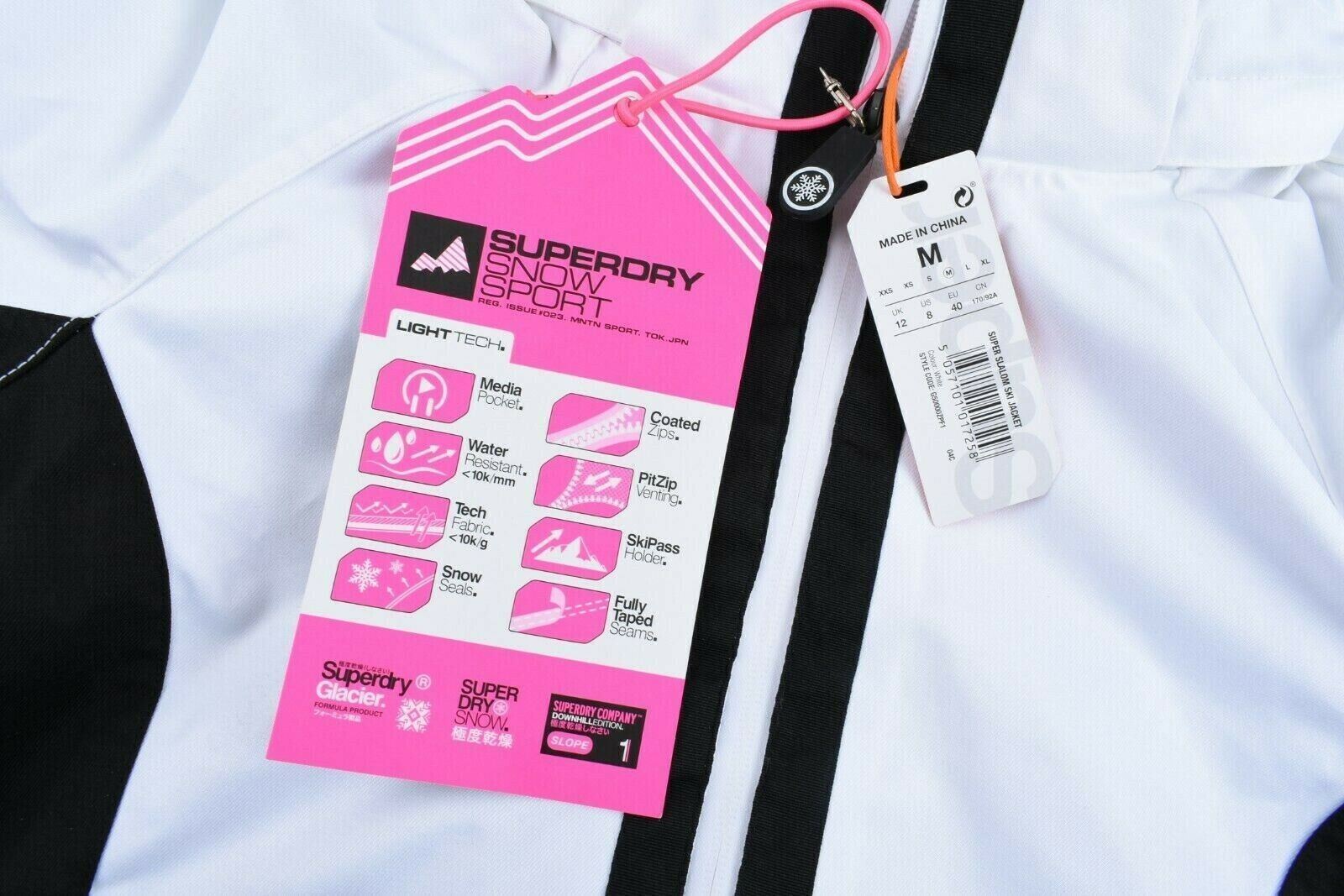 SUPERDRY Women's SUPER SLALOM Ski Jacket, White & Black - M / UK 12