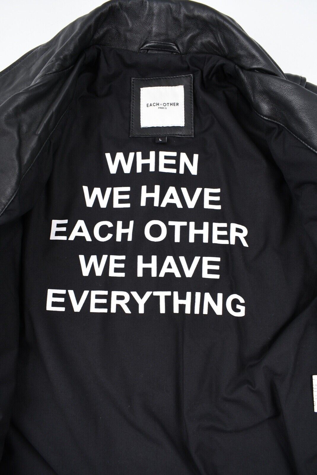 EACHxOTHER Women's Genuine Leather Biker Jacket, Black, size Large