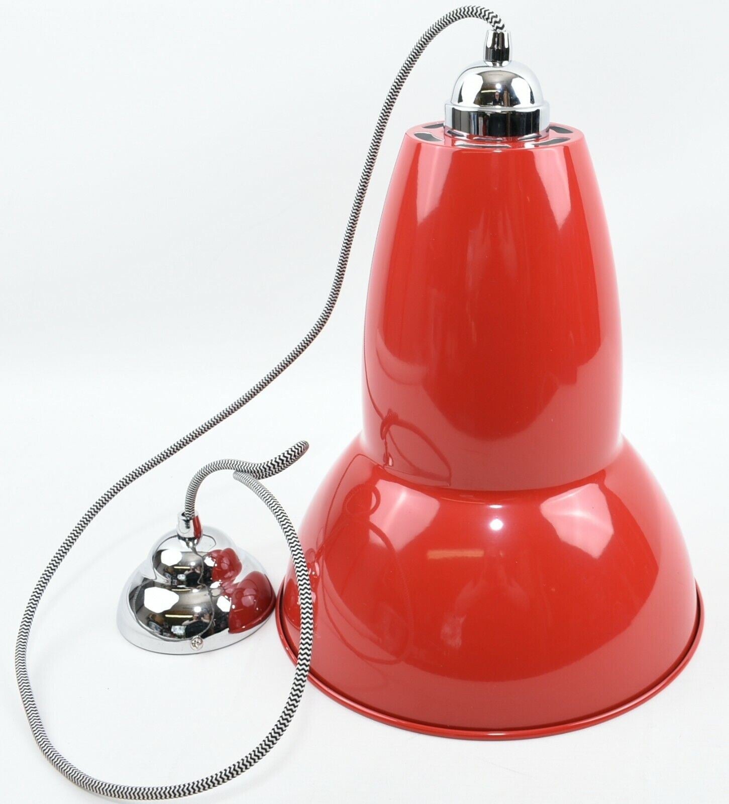 ANGLEPOISE Duo Pendant Ceiling Lamp White/Black Cable Braid - Signal Red