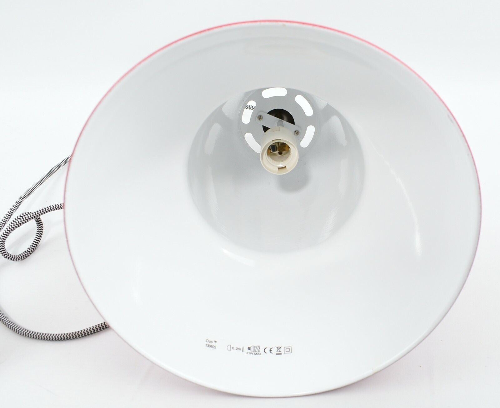 ANGLEPOISE Duo Pendant Ceiling Lamp White/Black Cable Braid - Signal Red