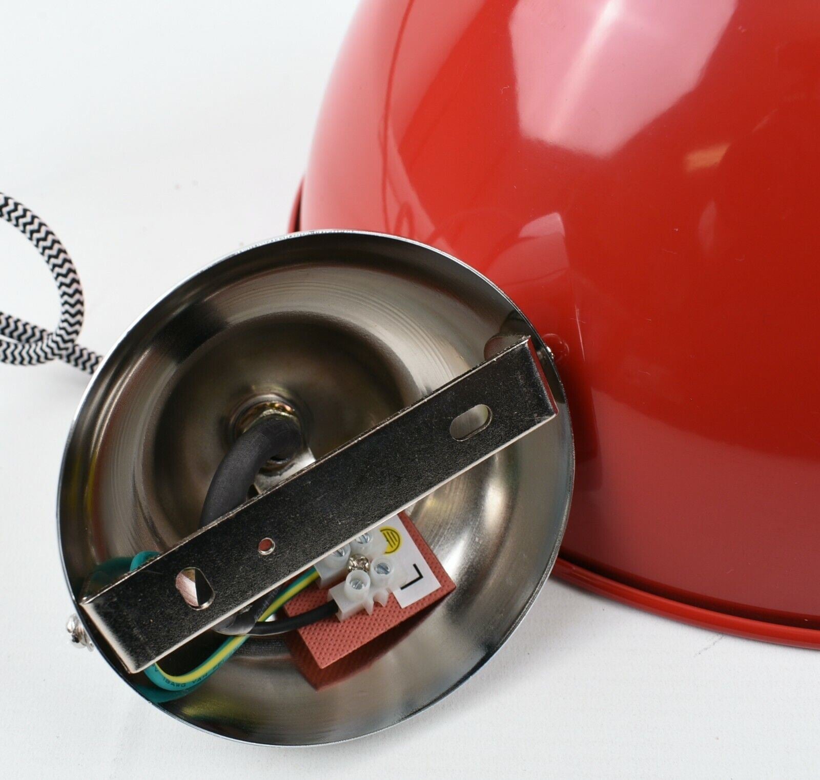 ANGLEPOISE Duo Pendant Ceiling Lamp White/Black Cable Braid - Signal Red