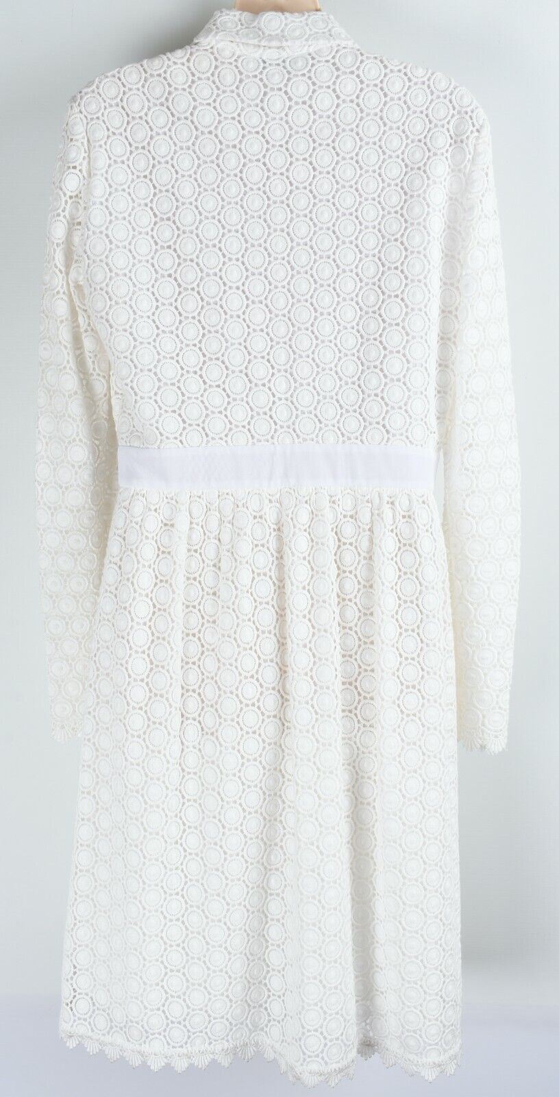 DIANE VON FURSTENBERG Women's Long Sleeve Crochet Dress, Cream, size UK 12