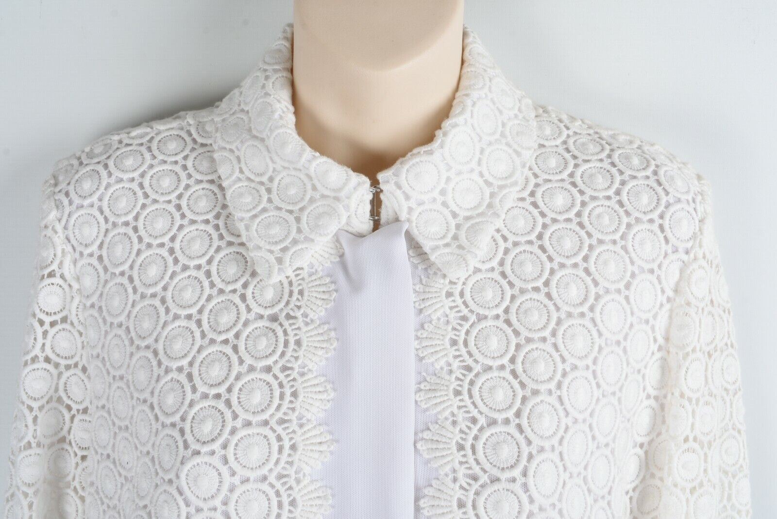 DIANE VON FURSTENBERG Women's Long Sleeve Crochet Dress, Cream, size UK 12