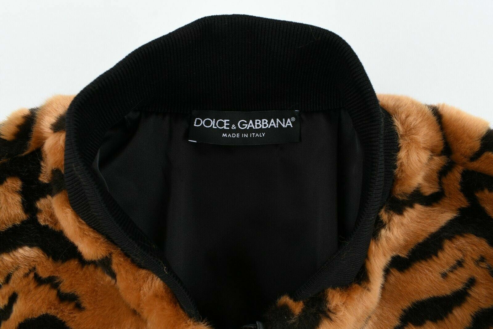 DOLCE & GABBANA Women's Leopard Print Faux Fur Bomber Jacket, size UK 10