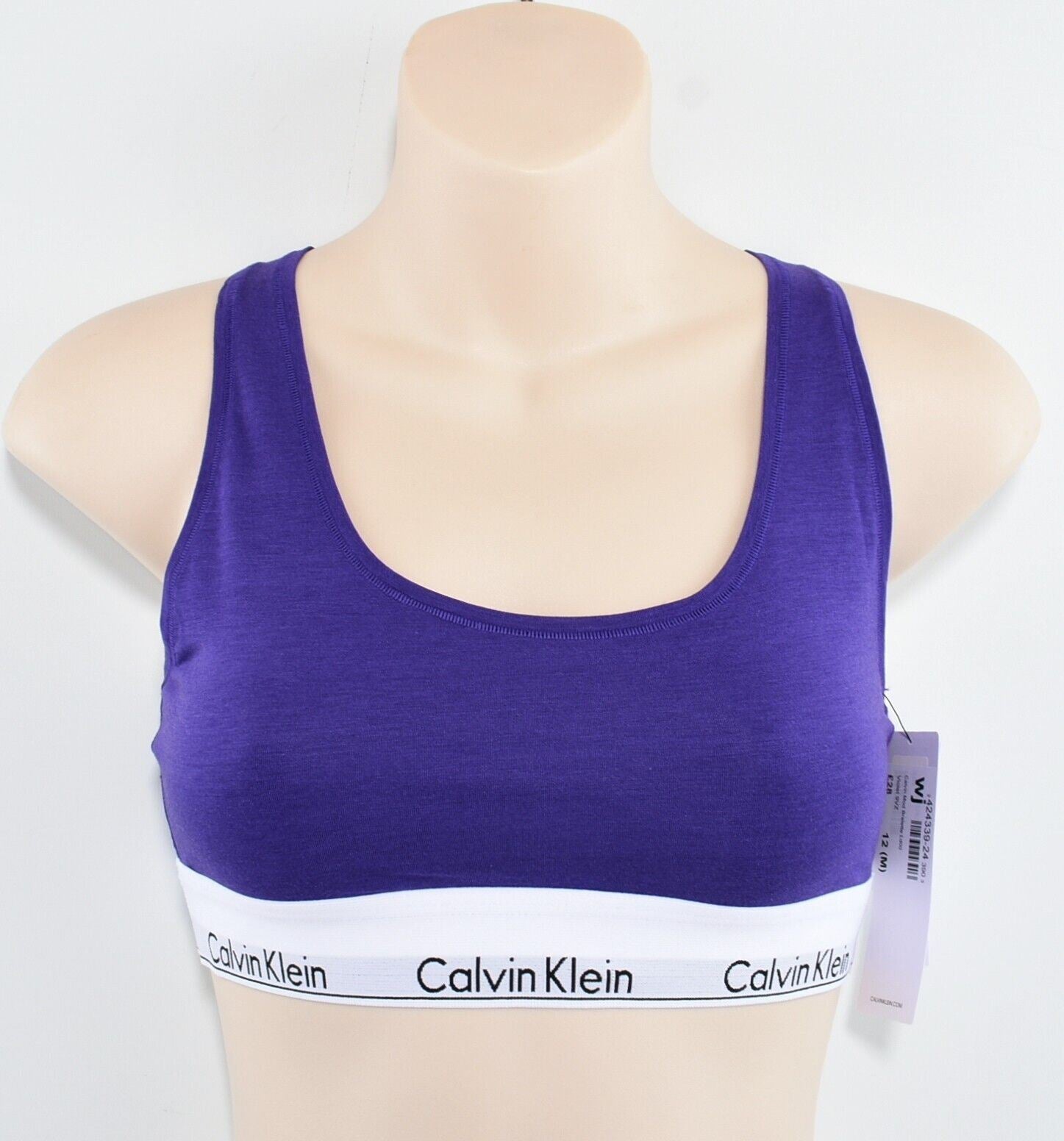 CALVIN KLEIN Women's Modern Cotton Logo Bralette, Violet Purple, size S (UK 10)