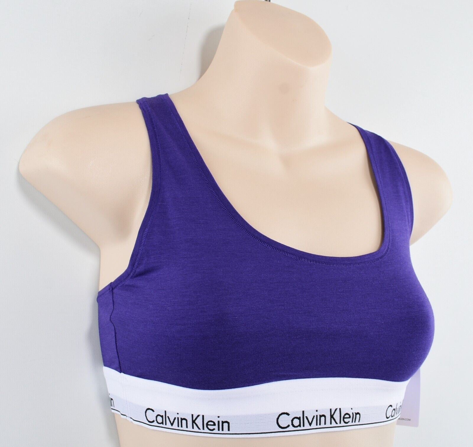 CALVIN KLEIN Women's Modern Cotton Logo Bralette, Violet Purple, size S (UK 10)
