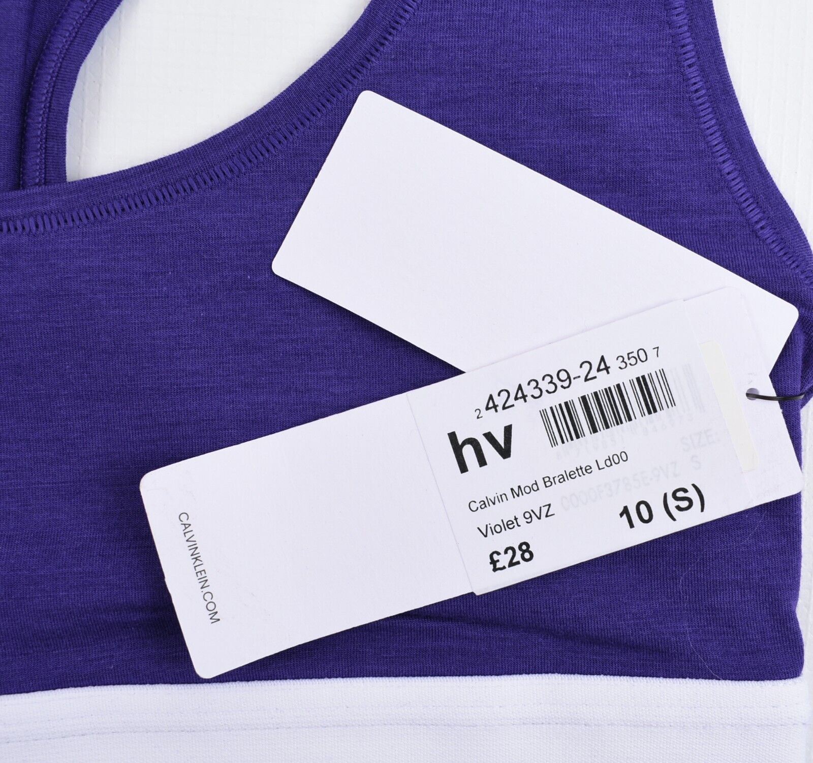 CALVIN KLEIN Women's Modern Cotton Logo Bralette, Violet Purple, size S (UK 10)