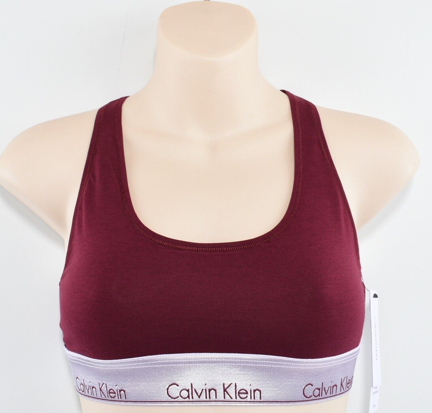 CALVIN KLEIN Women's Modern Cotton Logo Bralette, Burgundy Red, size M (UK 12)