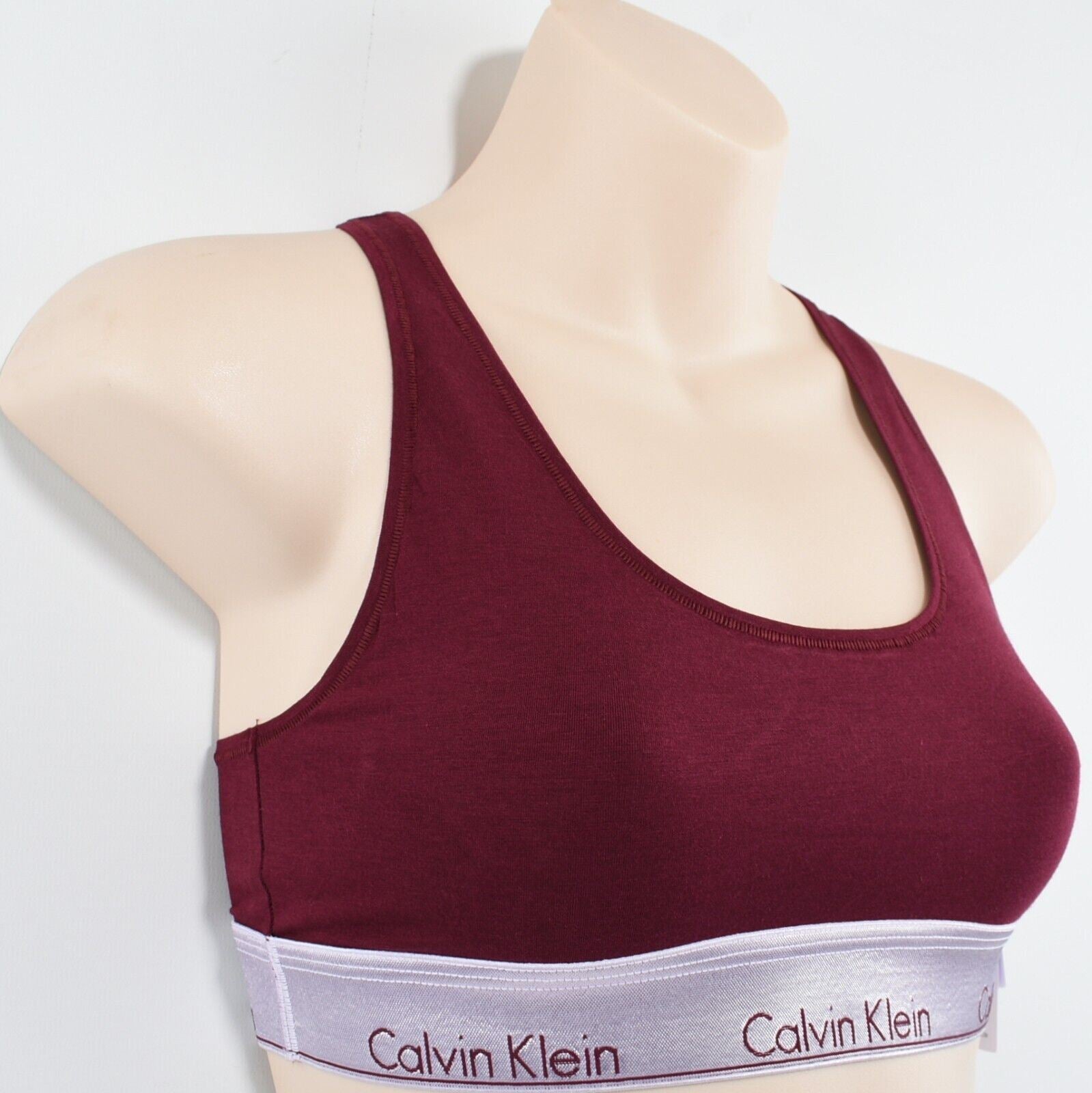 CALVIN KLEIN Women's Modern Cotton Logo Bralette, Burgundy Red, size M (UK 12)