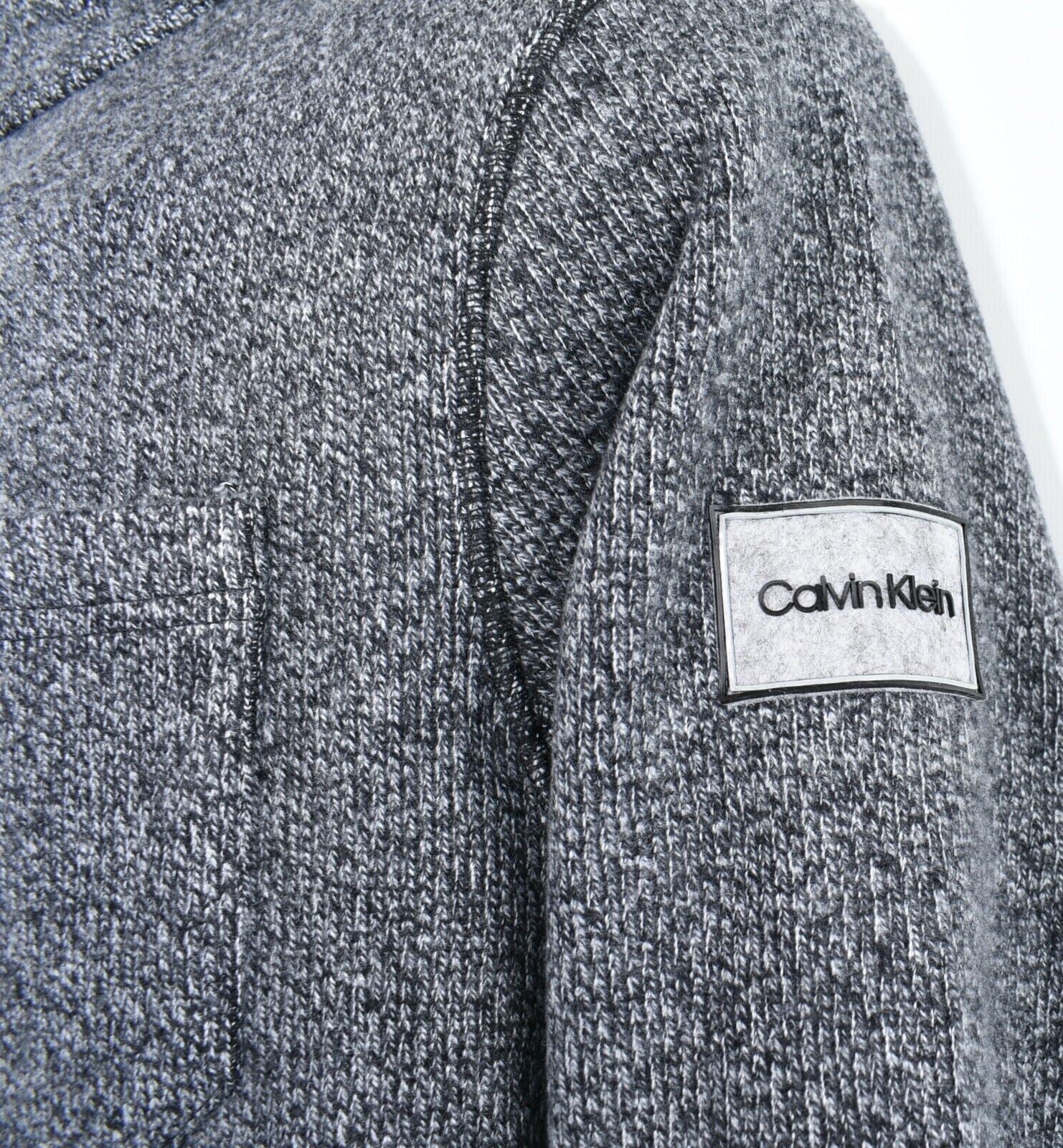 CALVIN KLEIN Men's Rib Knit Neck Zip Jumper, Charcoal Grey, size S