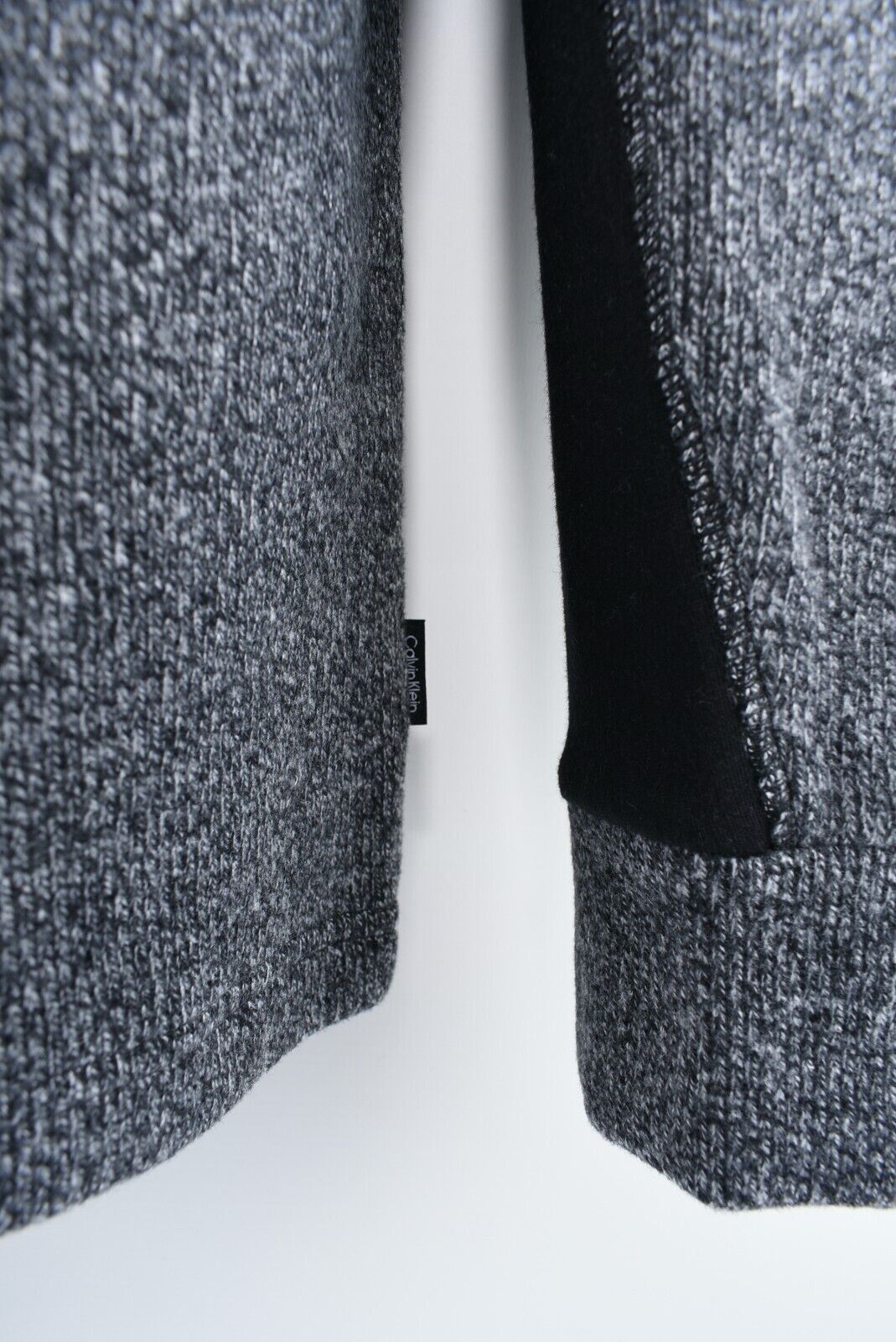 CALVIN KLEIN Men's Rib Knit Neck Zip Jumper, Charcoal Grey, size S