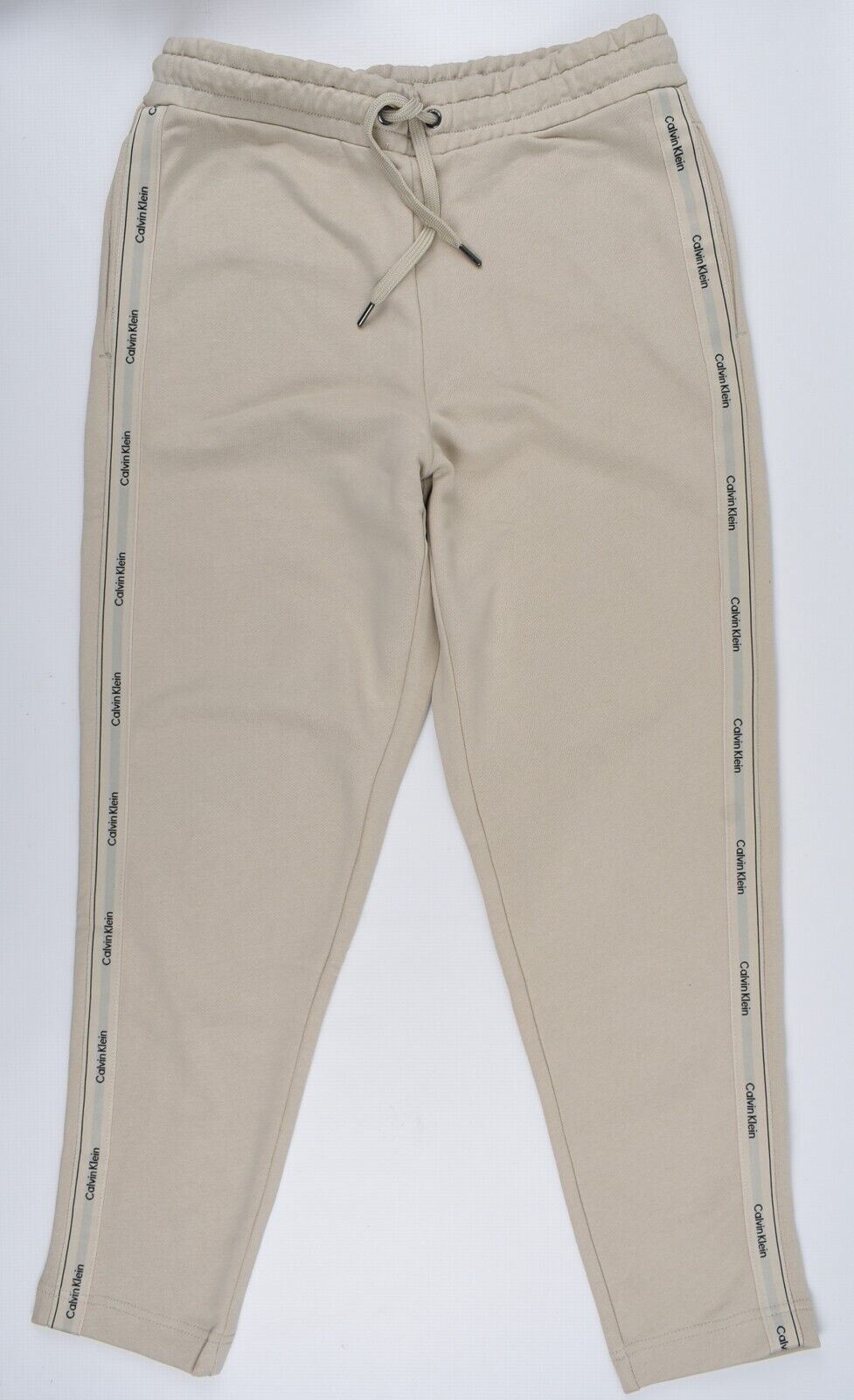 CALVIN KLEIN Women's Logo Tape Organic Cotton Joggers, Bleached Stone, size S