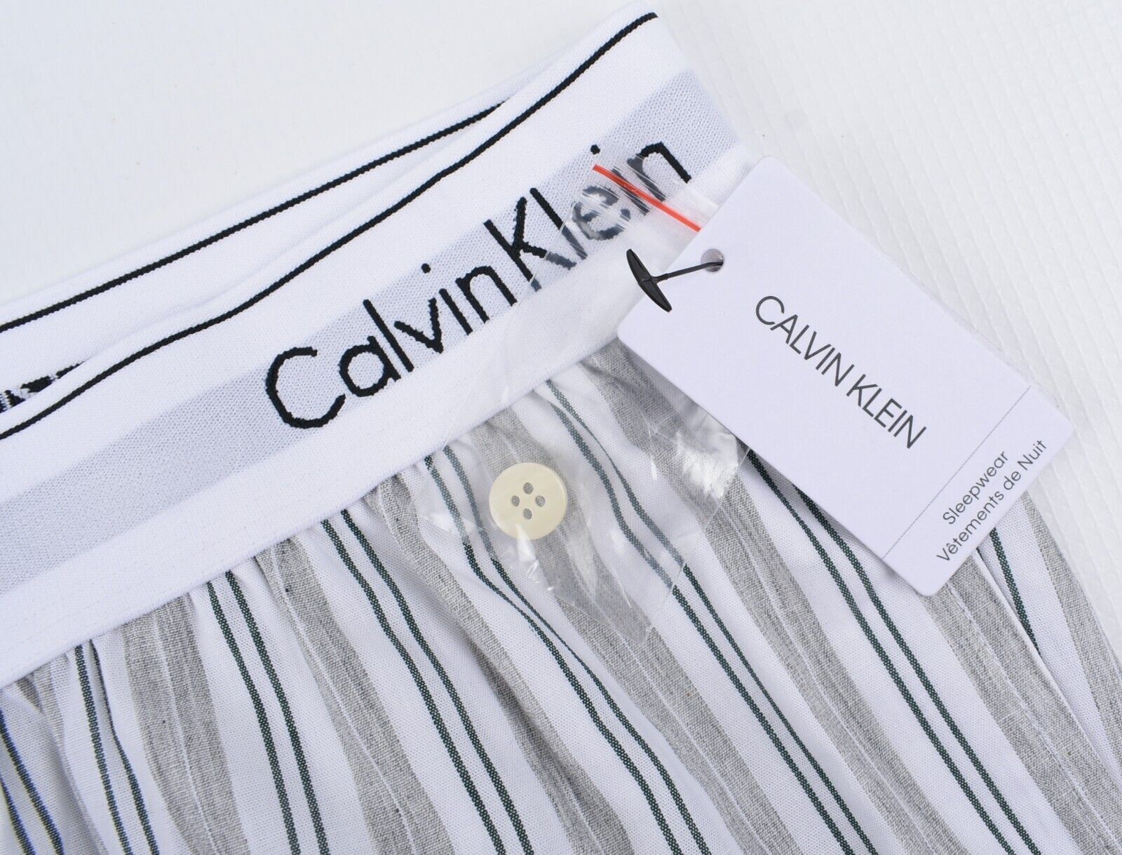 CALVIN KLEIN Women's Lounge Pants, Pyjama Bottoms, Grey Striped,  size M (UK 12)