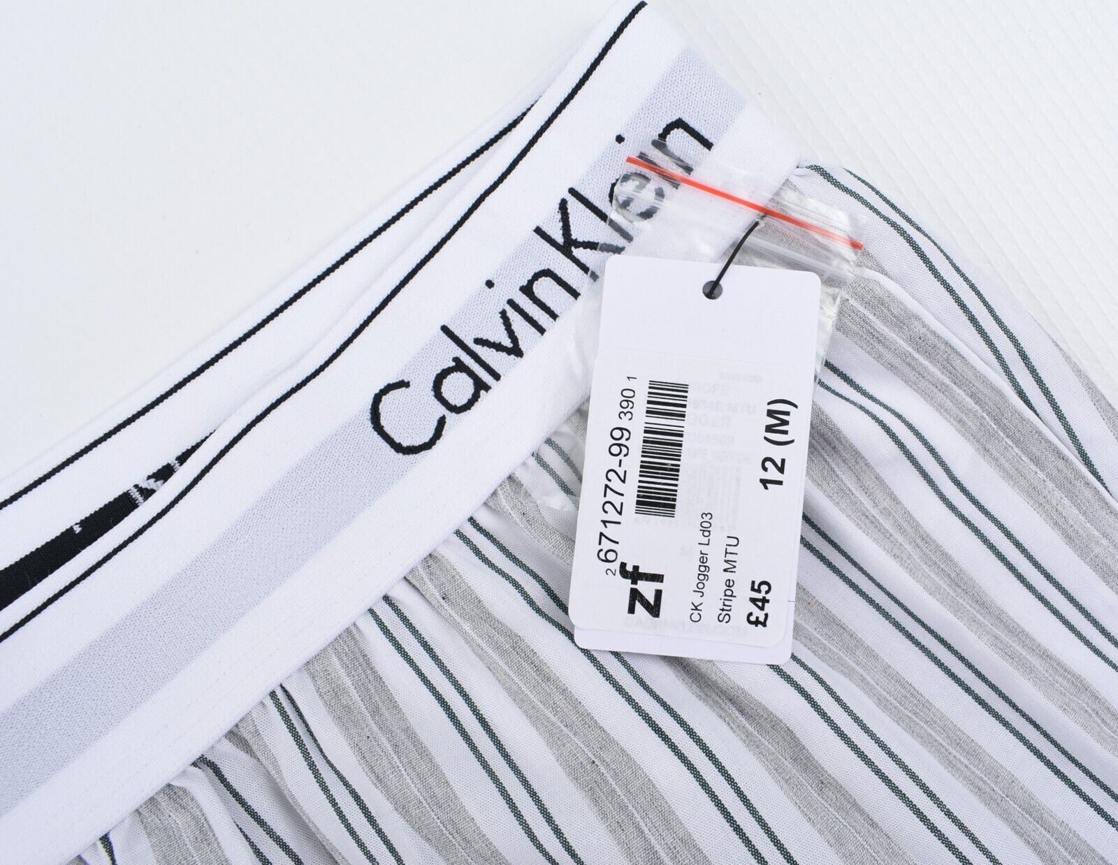 CALVIN KLEIN Women's Lounge Pants, Pyjama Bottoms, Grey Striped,  size M (UK 12)