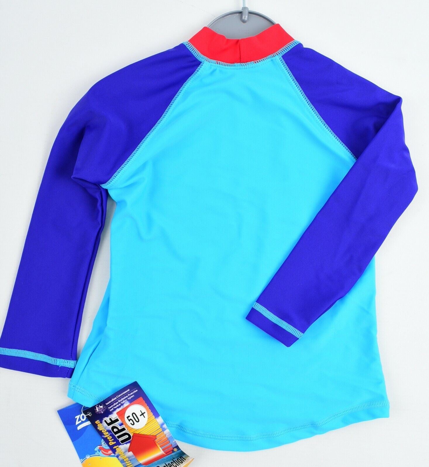 ZOGGS Boy's Long Sleeve Sun Top with UPF 50+, Rash Guard, Blue, size 1-2 years