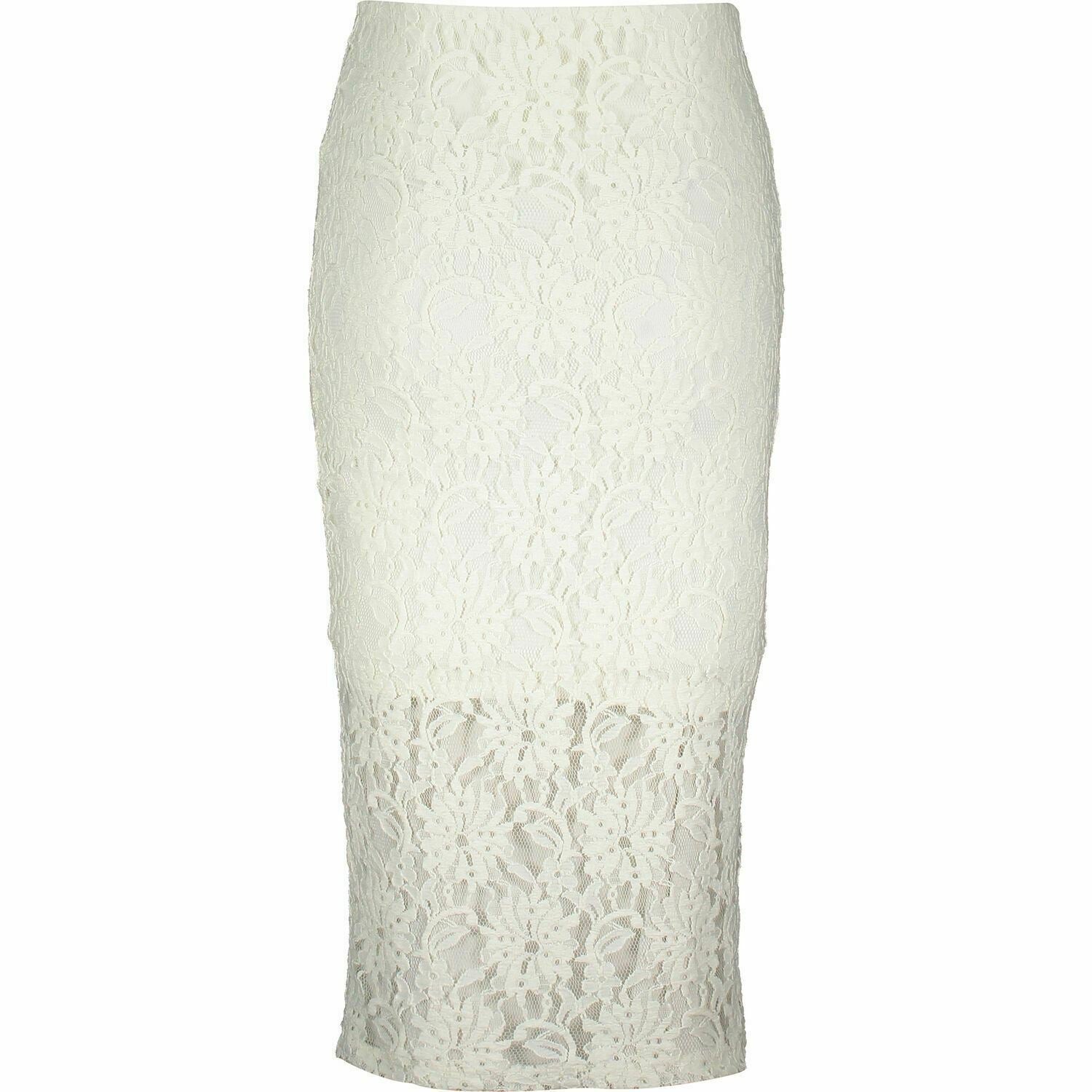 Superdry Womens Off white Lace Pencil Skirt Size XS Extra Small RRP £34.99
