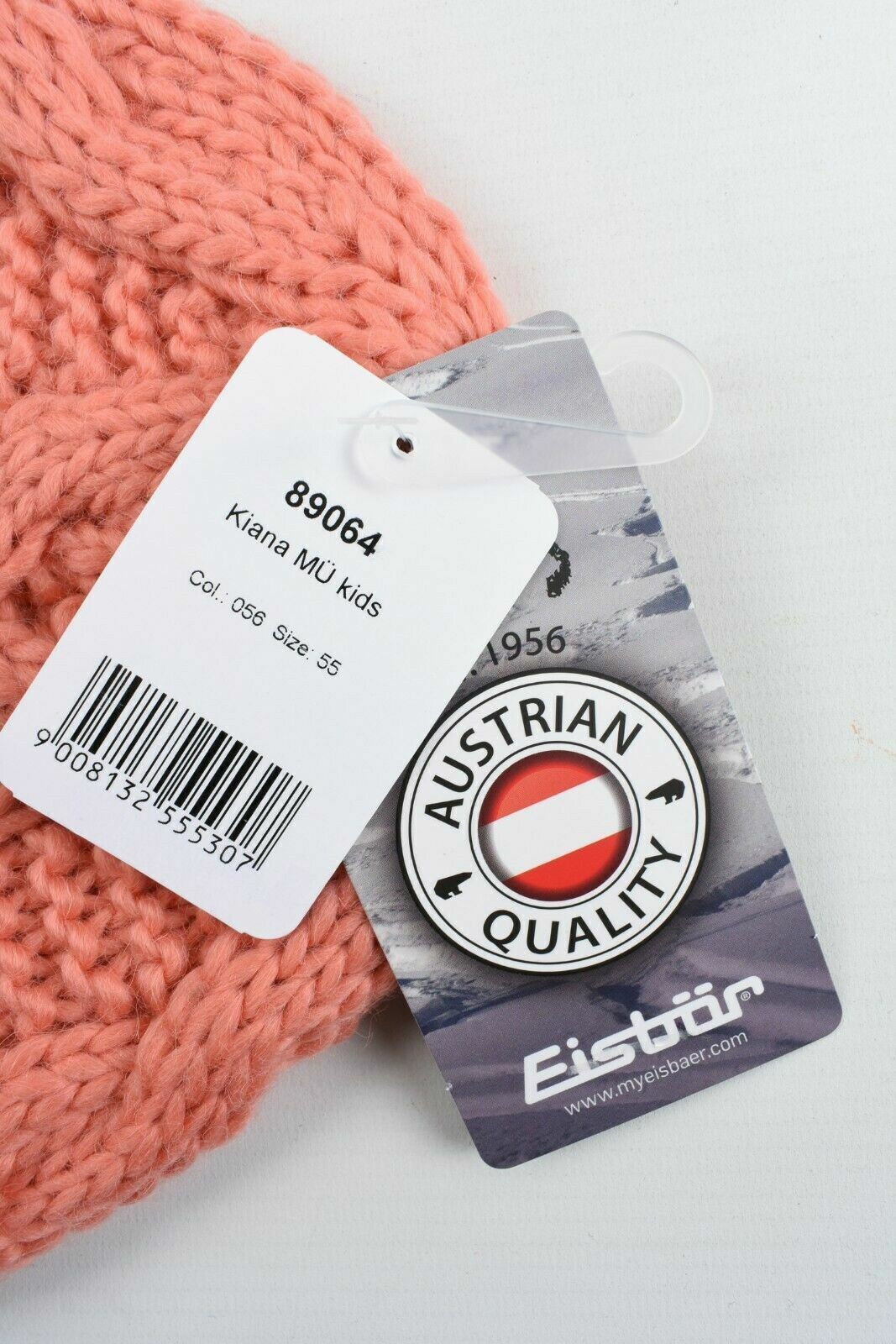 EISBAR - KIANA Girls' Juniors' Wool Blend Beanie Hat, Coral/Grey, size 55