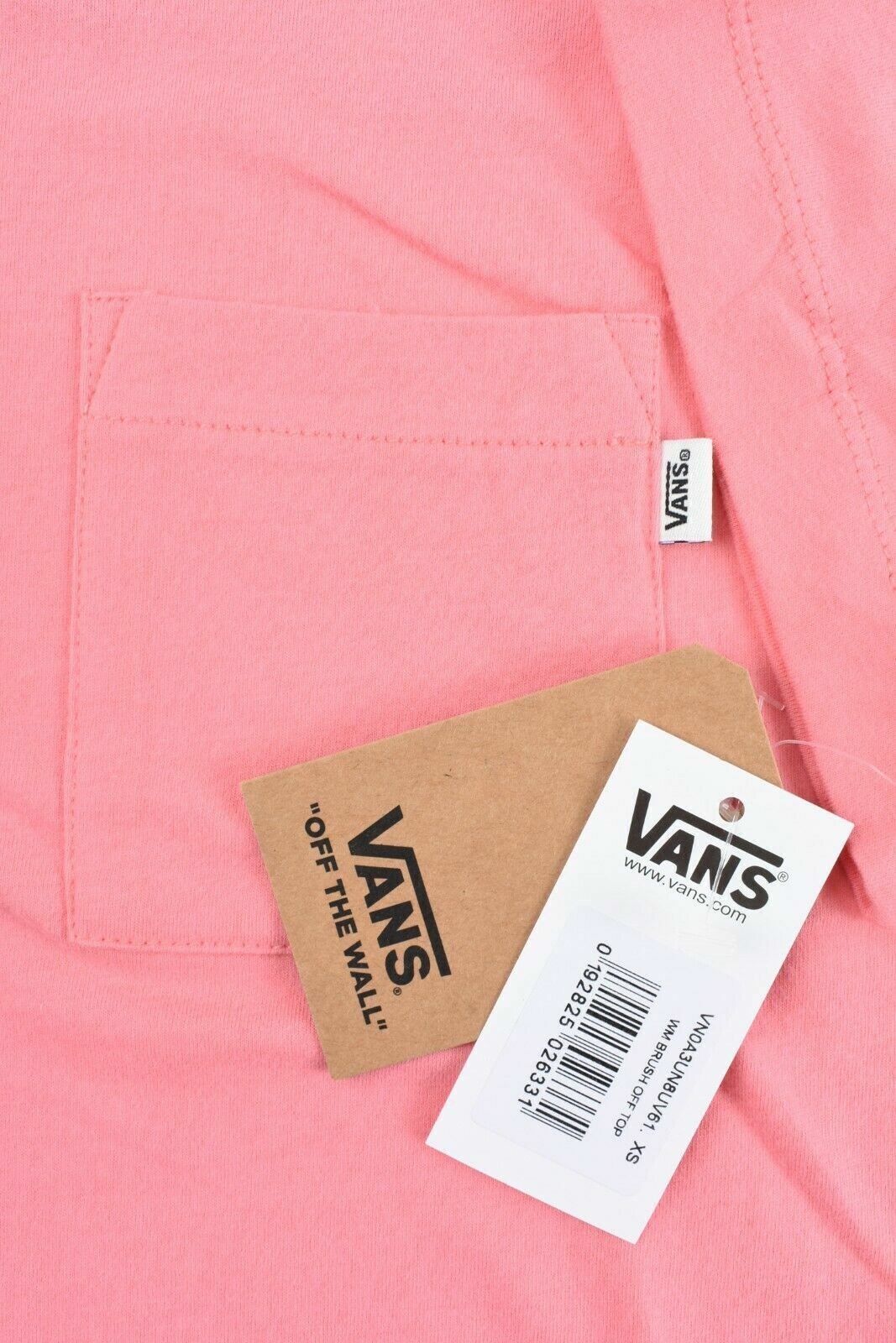 VANS Women's Brush Off Cropped Top T-Shirt Strawberry Pink, size XS