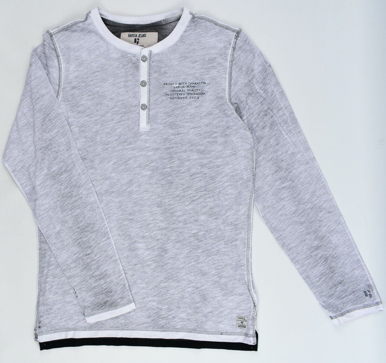 GARCIA JEANS Boys' Kids' Long Sleeve T-shirt Top, Heather Grey, size 16 years