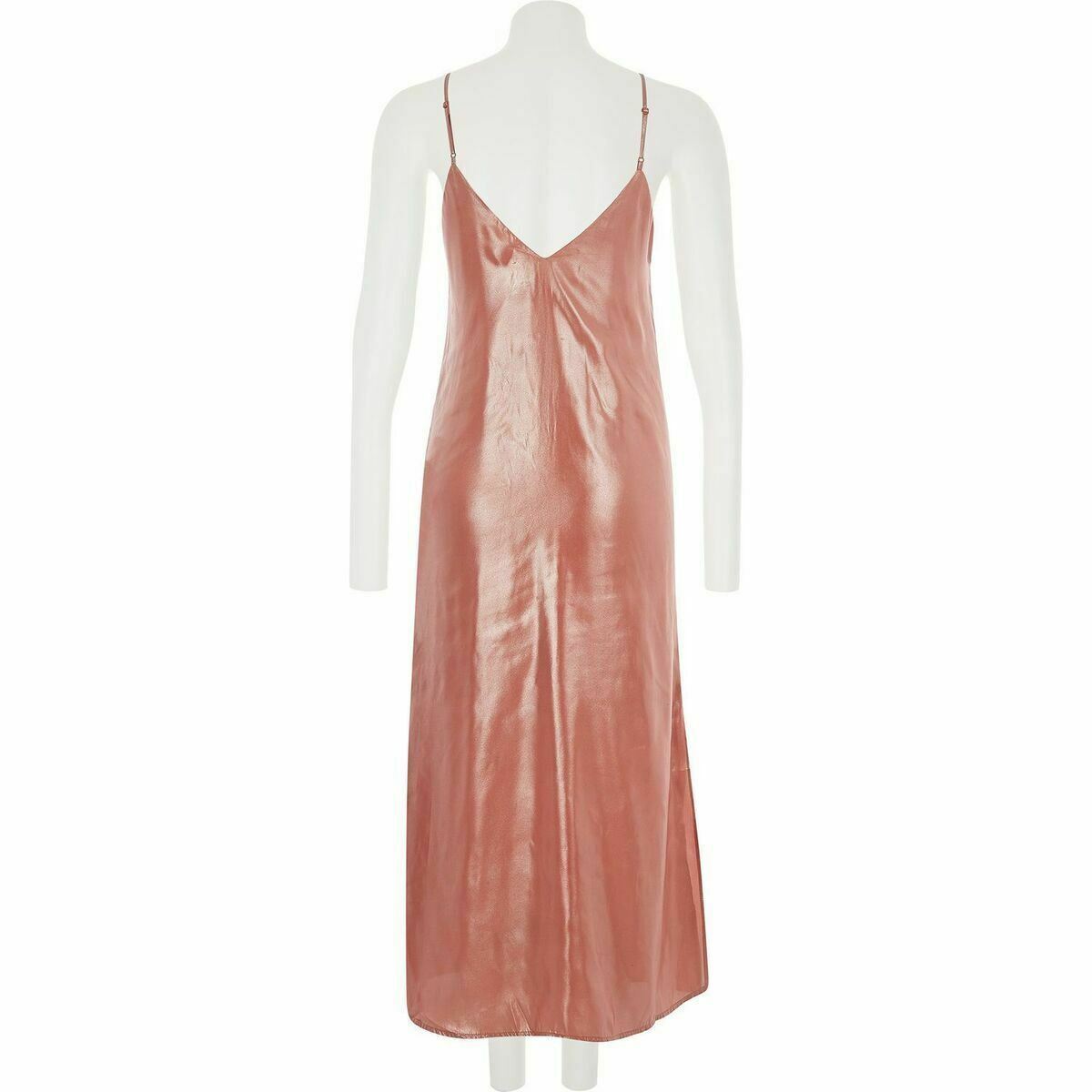 BARDOT Women's High Shine Midi Slip Dress, Coral Pink, size UK 12