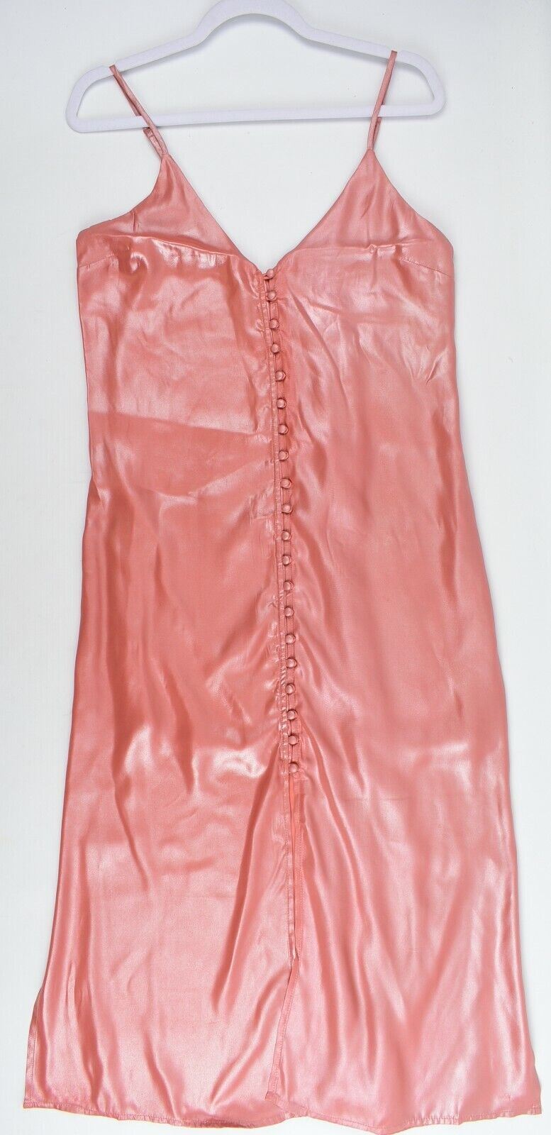 BARDOT Women's High Shine Midi Slip Dress, Coral Pink, size UK 12