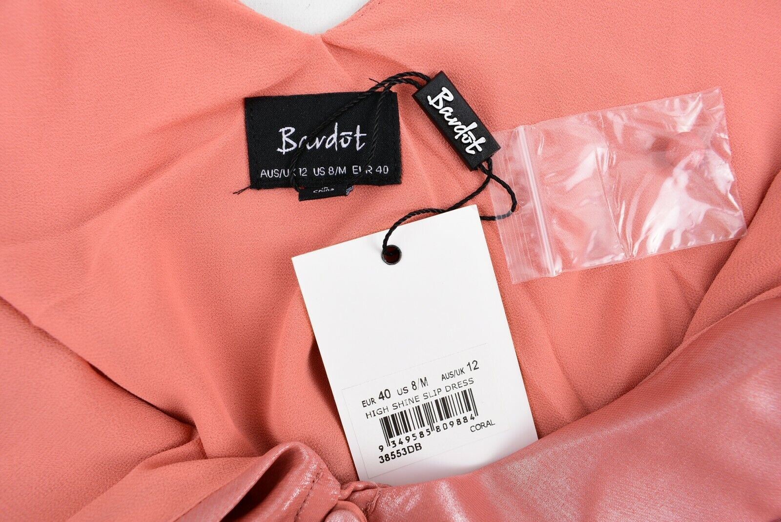 BARDOT Women's High Shine Midi Slip Dress, Coral Pink, size UK 12