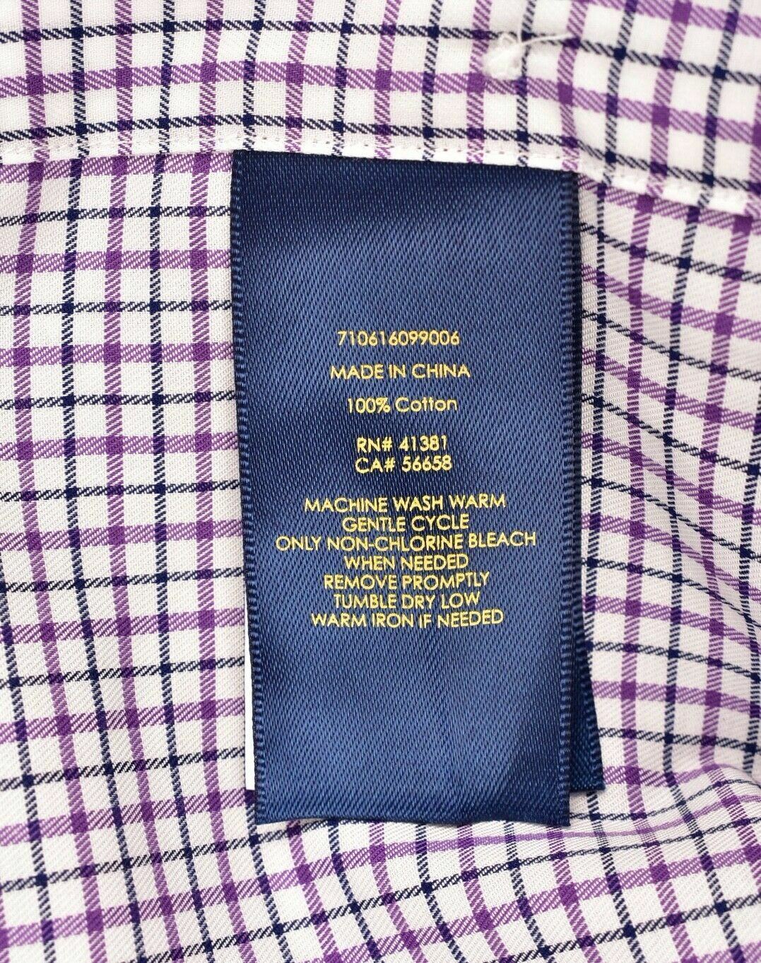 POLO RALPH LAUREN RL TWILL Mens Classic Shirt, Purple Checked, size XS size S