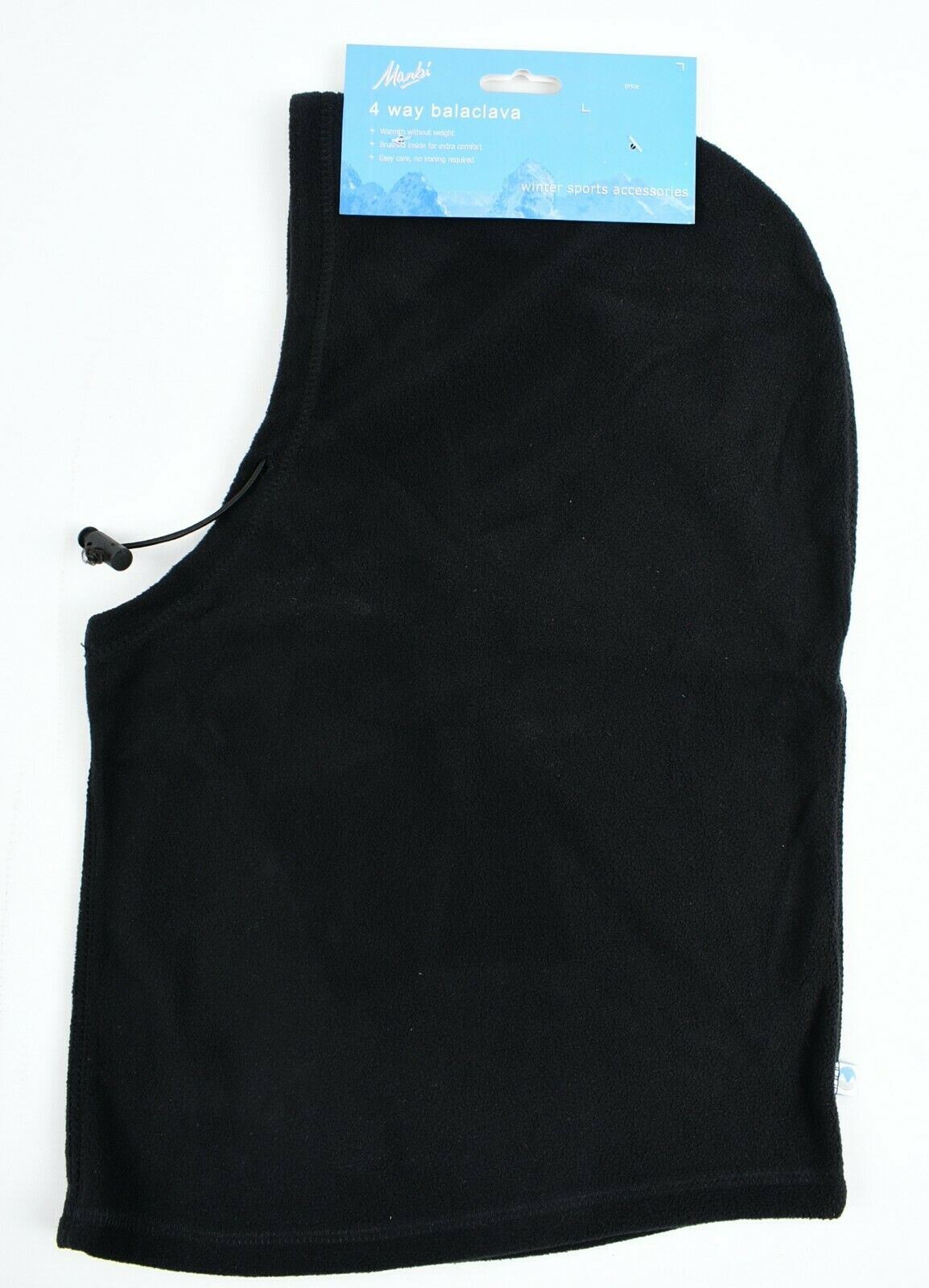 MANBI 4-way Microfleece Balaclava, Skiing/Snowboarding, Unisex, Black