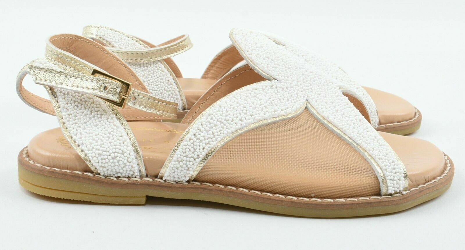 CHARLOTTE OLYMPIA Girls' Beaded Sandals, White/Gold, UK kids 12 / EU 30