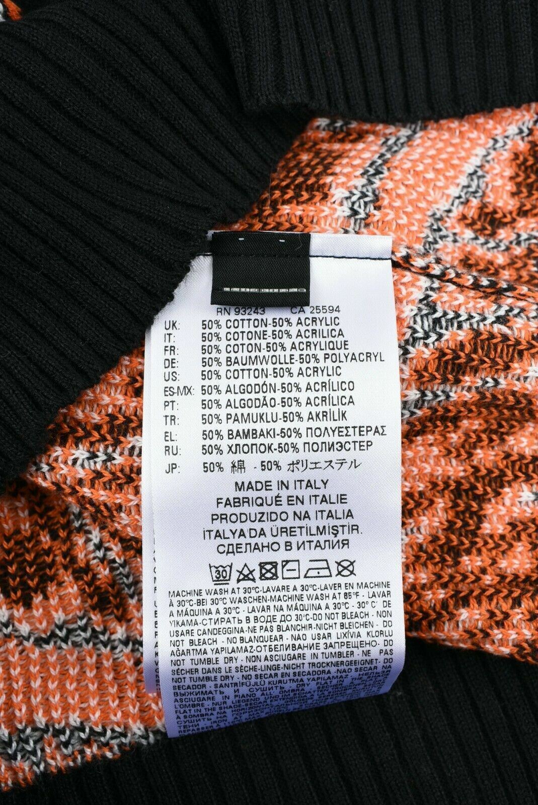 DIESEL Men's All Over Logo Crew Neck Jumper, Black/Orange/White, size XS