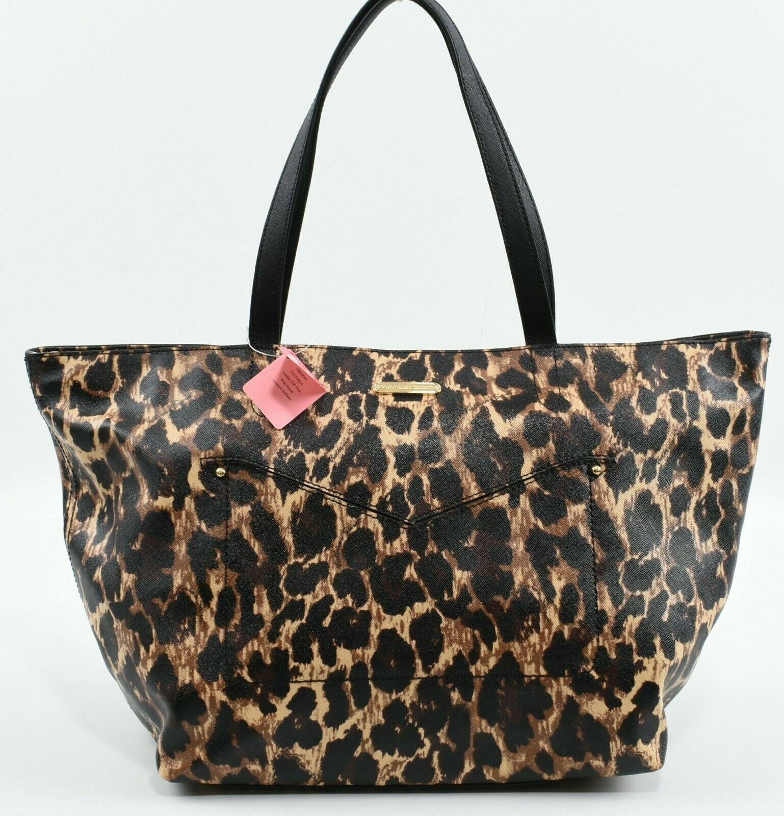 VICTORIA'S SECRET Women's Tote Bag, Faux Saffiano Leather, Leopard Print