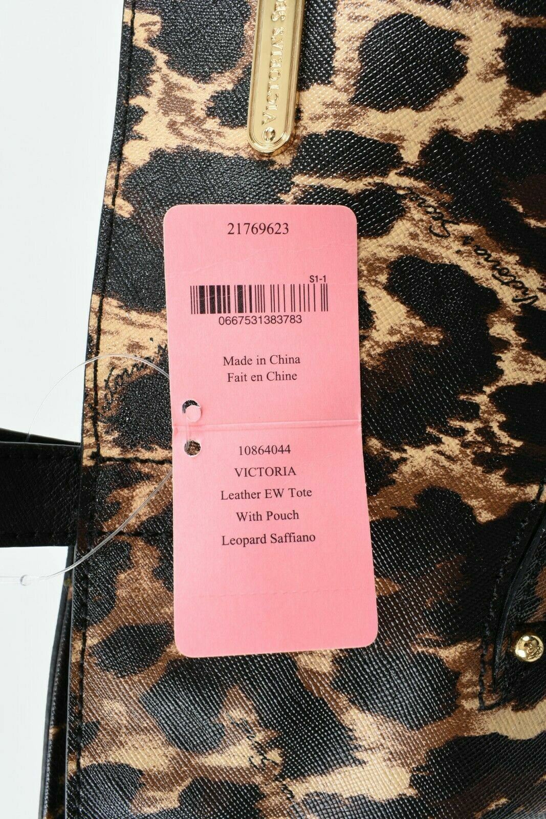 VICTORIA'S SECRET Women's Tote Bag, Faux Saffiano Leather, Leopard Print