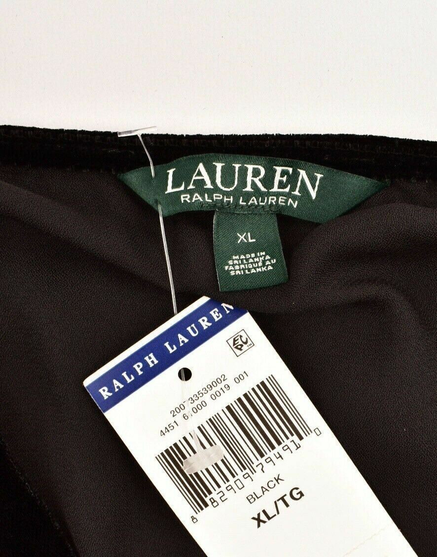 LAUREN RALPH LAUREN Womens Wrap Around Front Velvet Top, Black, size S Size M