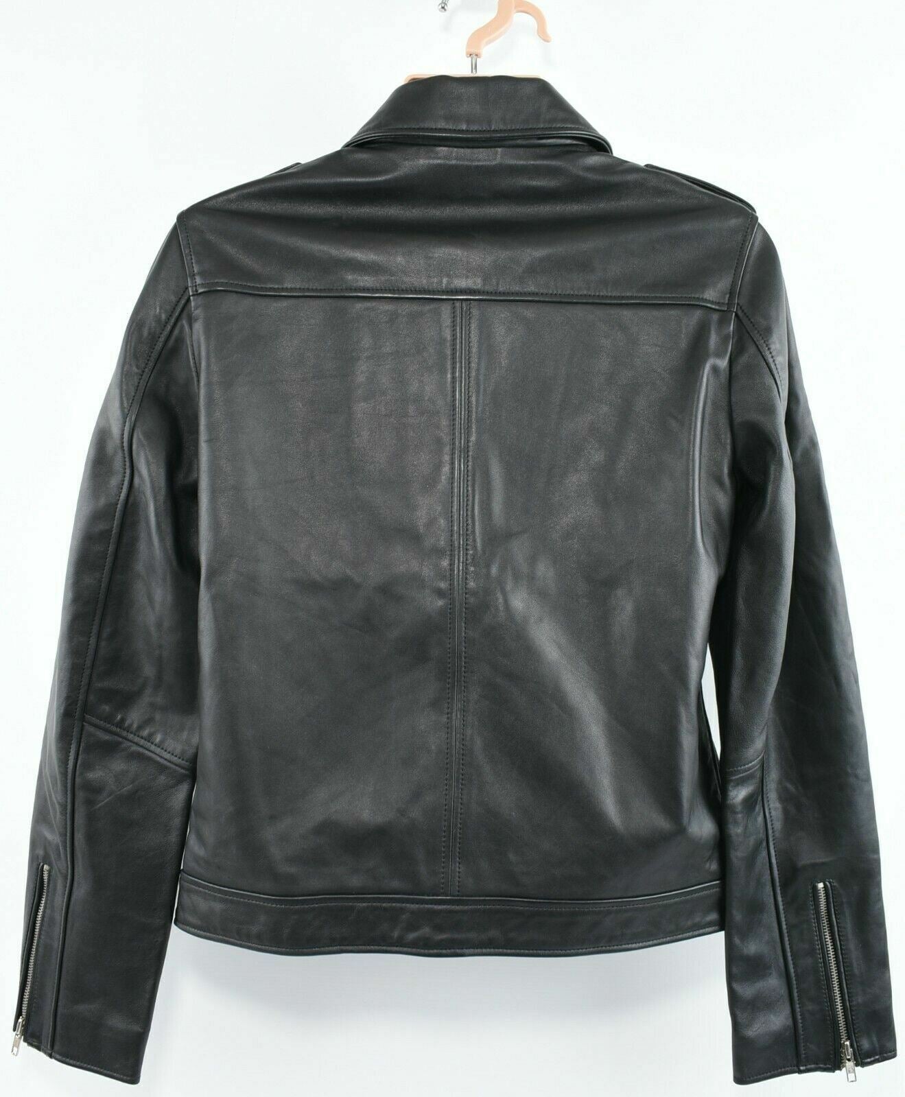 BOLONGARO TREVOR - Men's Genuine Sheepskin Leather Biker Jacket, Black, size M