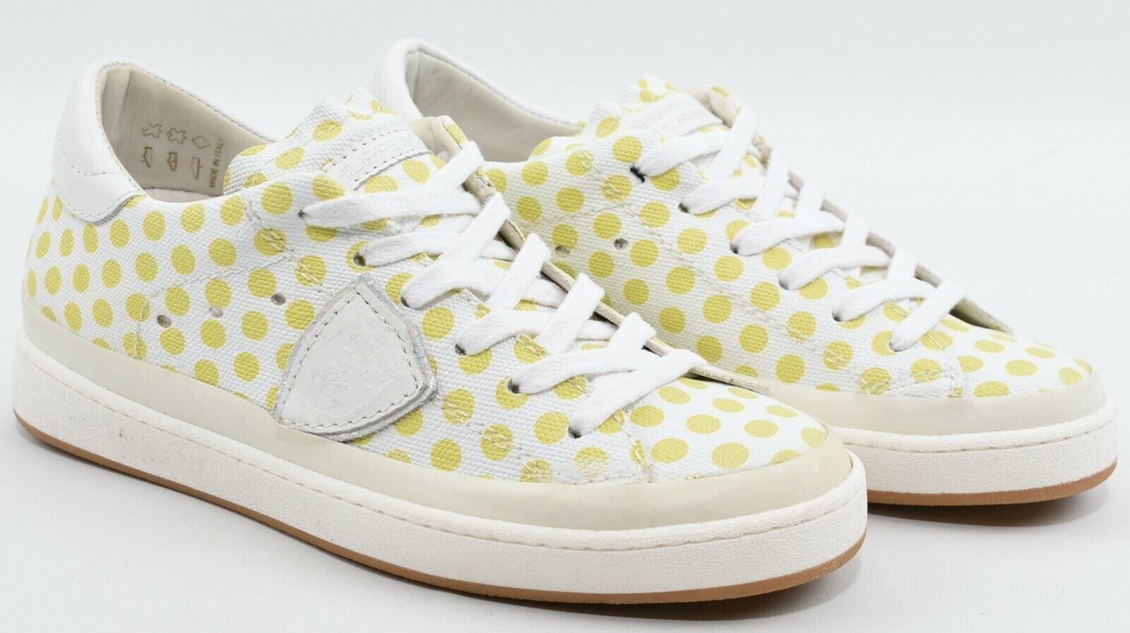 PHILIPPE MODEL Women's Green Polka Dot Leather Trainers, Wedge Heel, size UK 4