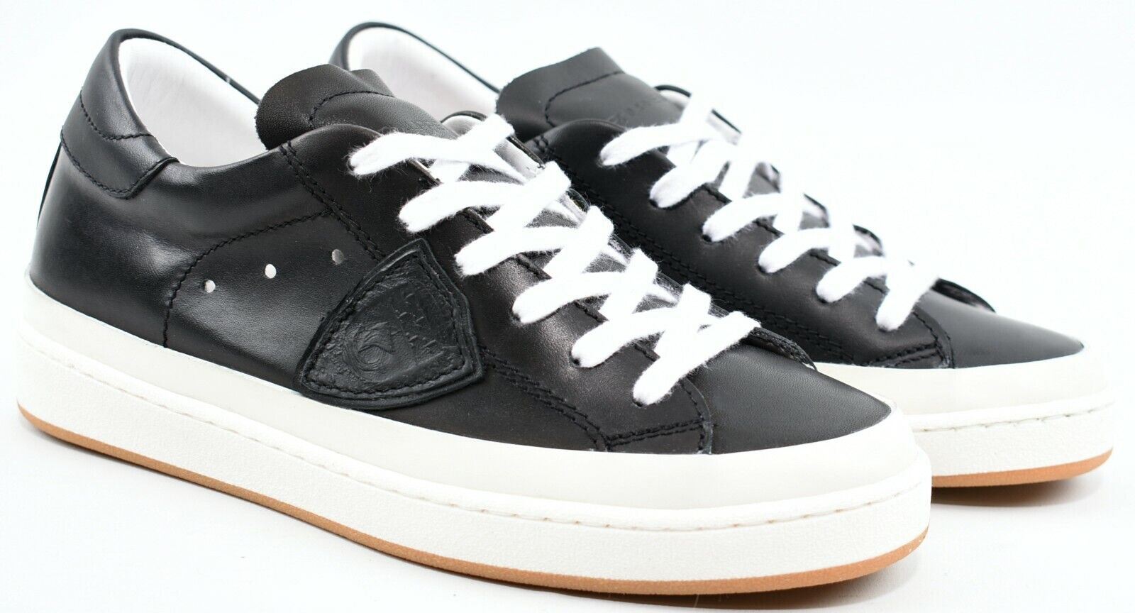 PHILIPPE MODEL Women's Black Leather Trainers, Wedge Heel, size UK 3