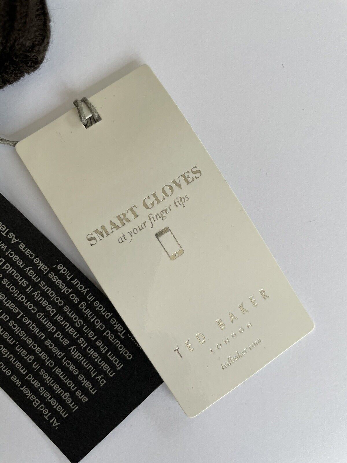 TED BAKER Mens Core Stitch Chocolate Brown Leather Gloves, size Small label S/M