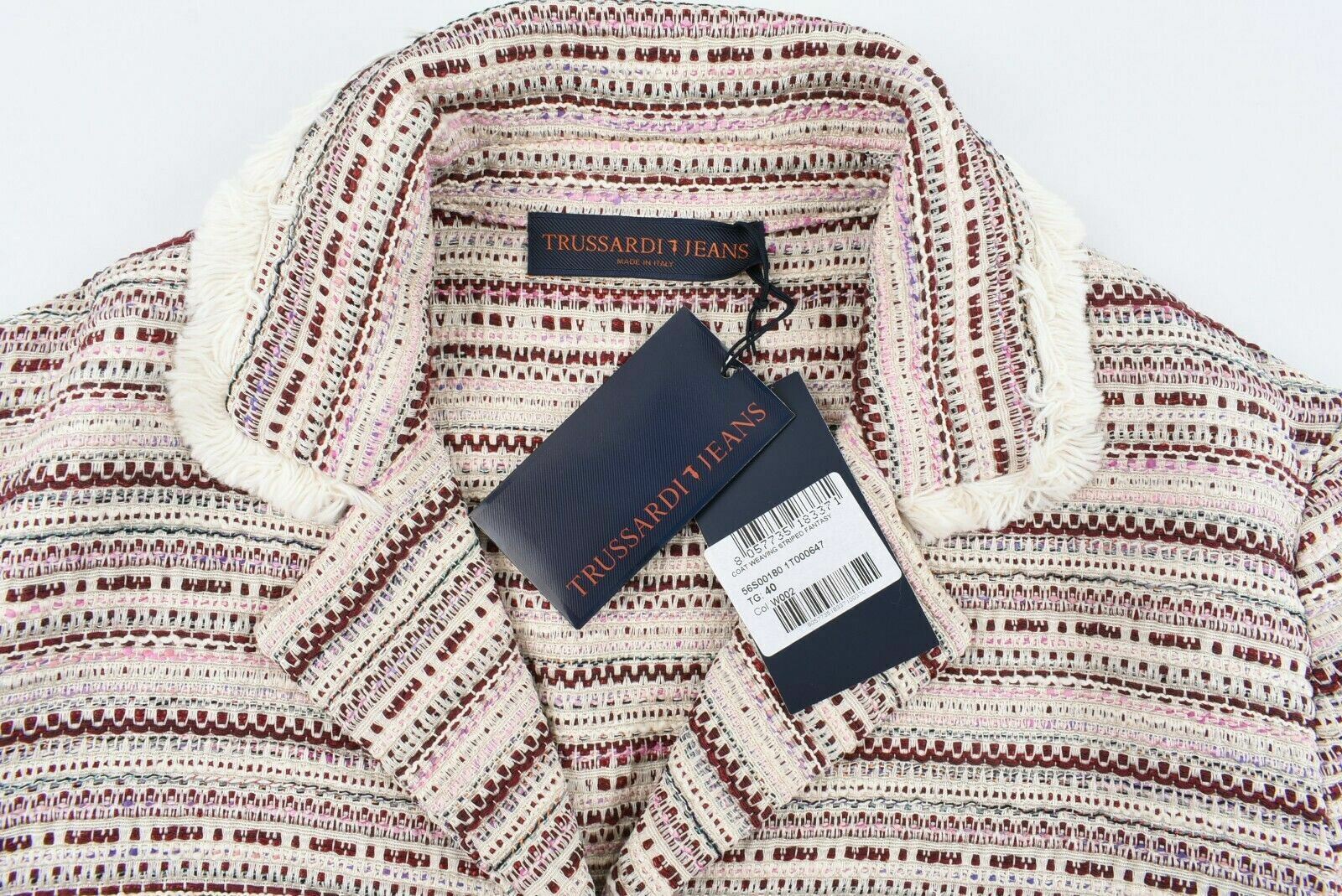 TRUSSARDI JEANS Women's Multicoloured 3/4 Sleeve Knit Coat, size UK 8