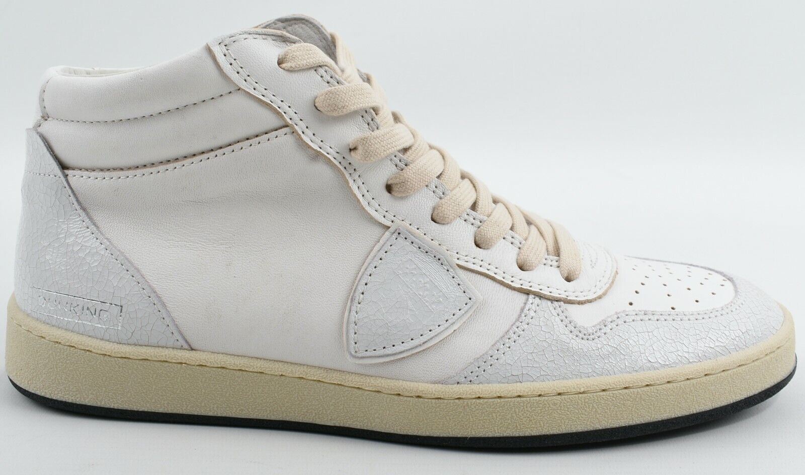 PHILIPPE MODEL Men's Mid High Leather Trainers, White, size UK 7